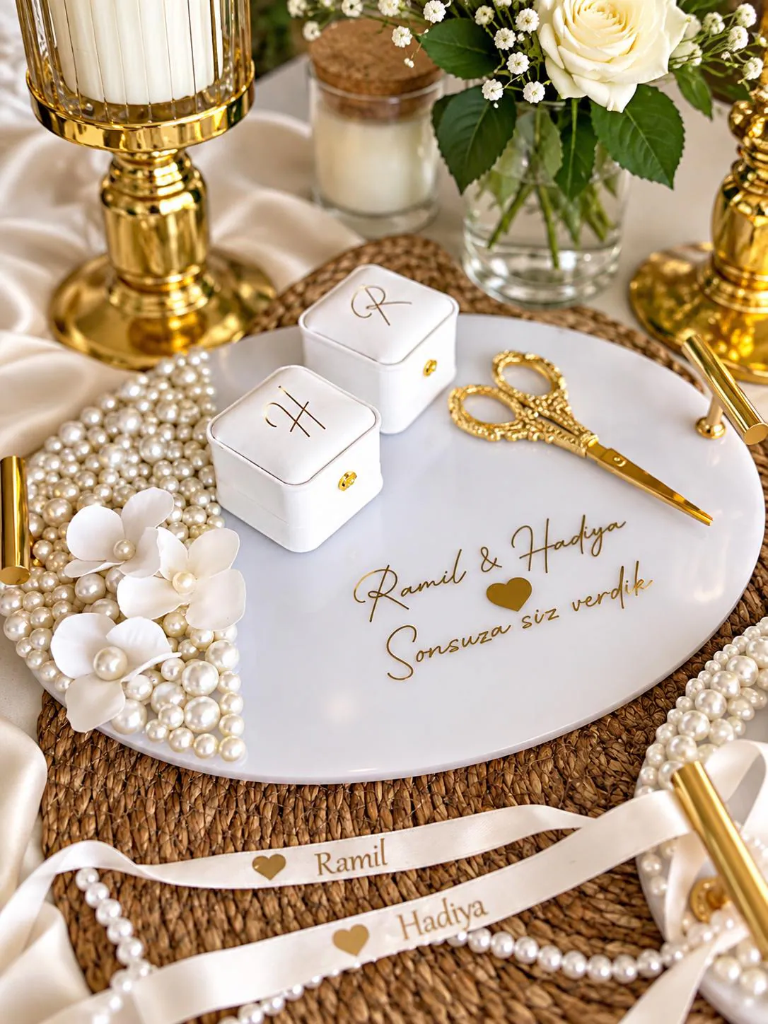 Personalized Engagement Tray, Ring Ceremony Gift, Turkish Wedding Keepsake