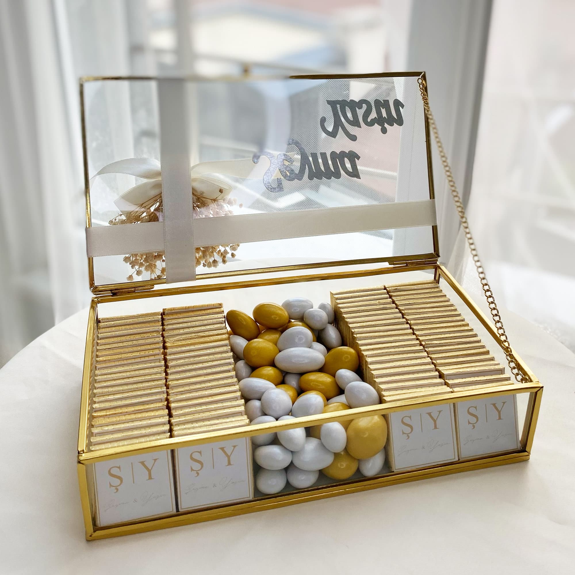 Personalized Wedding Chocolate Favors, Glass Gift Box - image 5