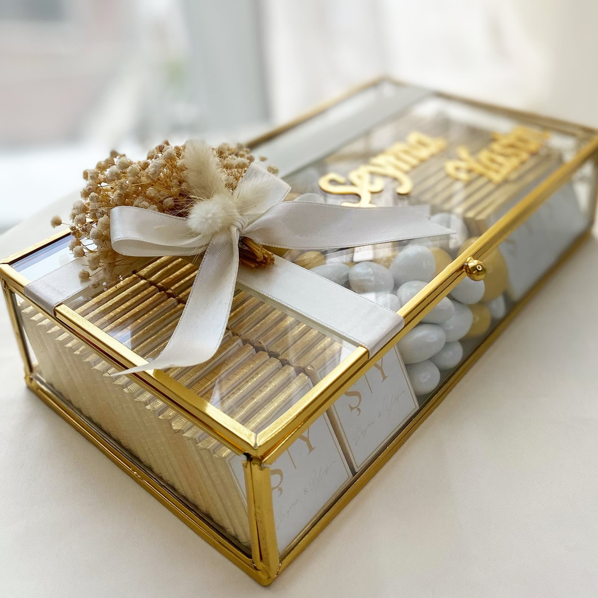 Personalized Wedding Chocolate Favors, Glass Gift Box - image 3