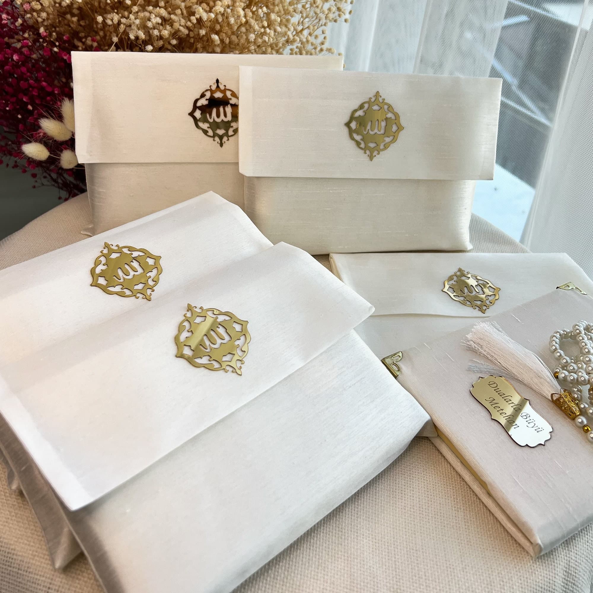 Velvet Quran Gift Set: Personalized Prayer Book, Pearl Rosary - image 4