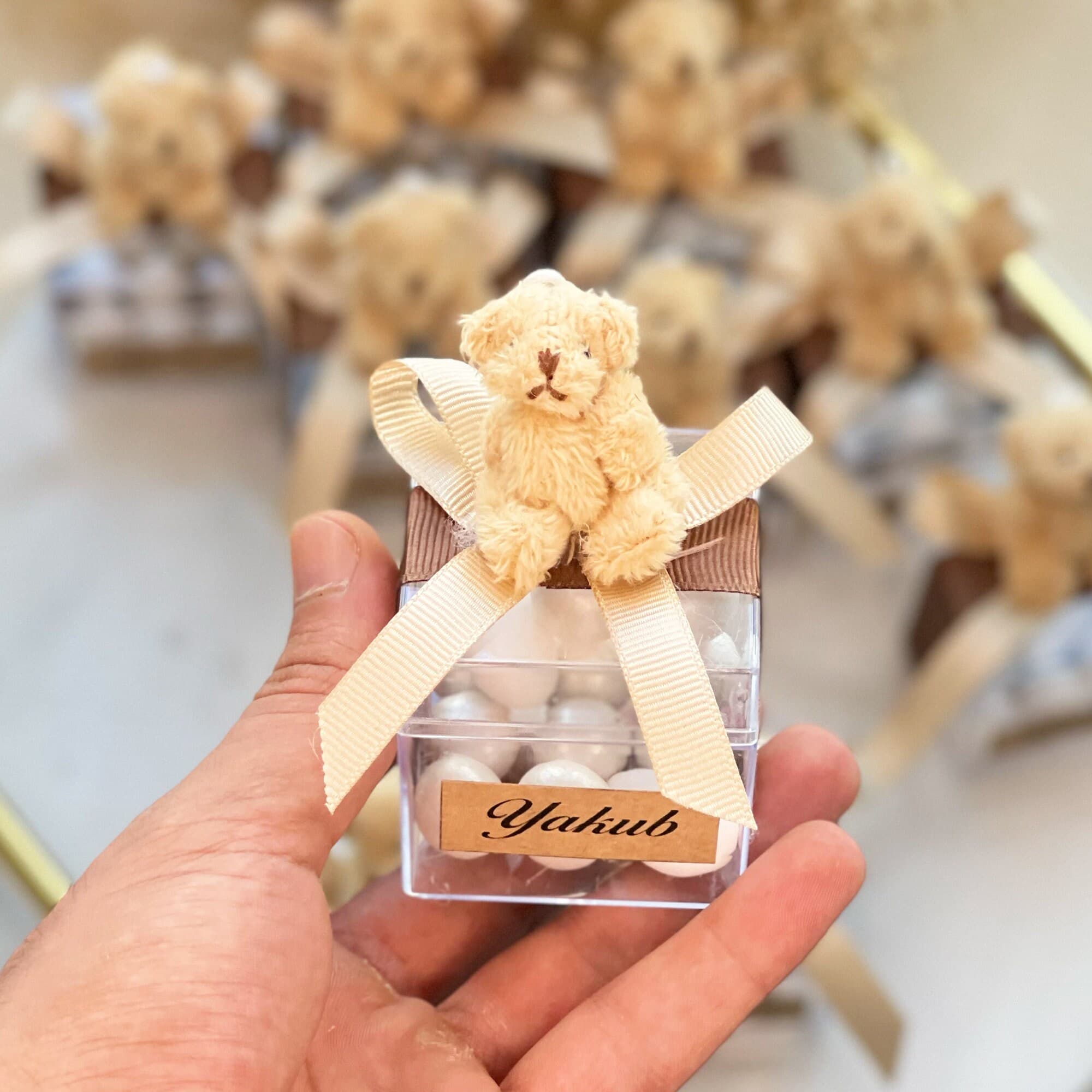 Custom Plush Teddy Bear Keychain, Birthday, Baby Shower Favors