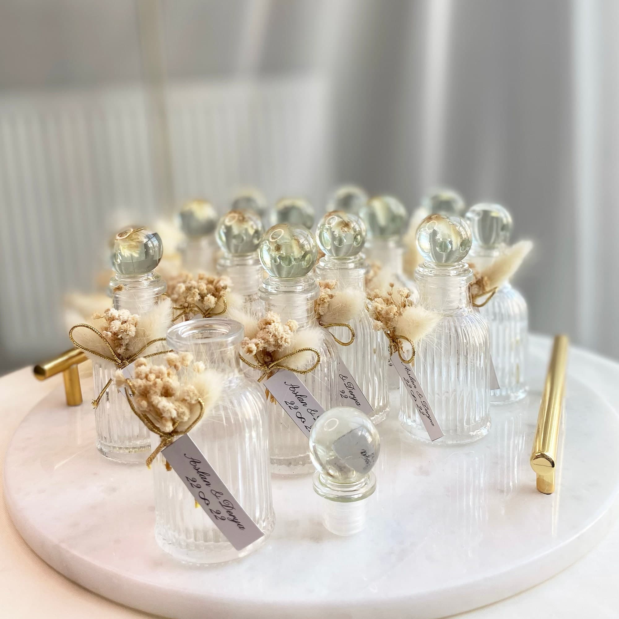 Personalized Cologne Bottle Favor: Handmade Glass with Dried Flowers - image 4