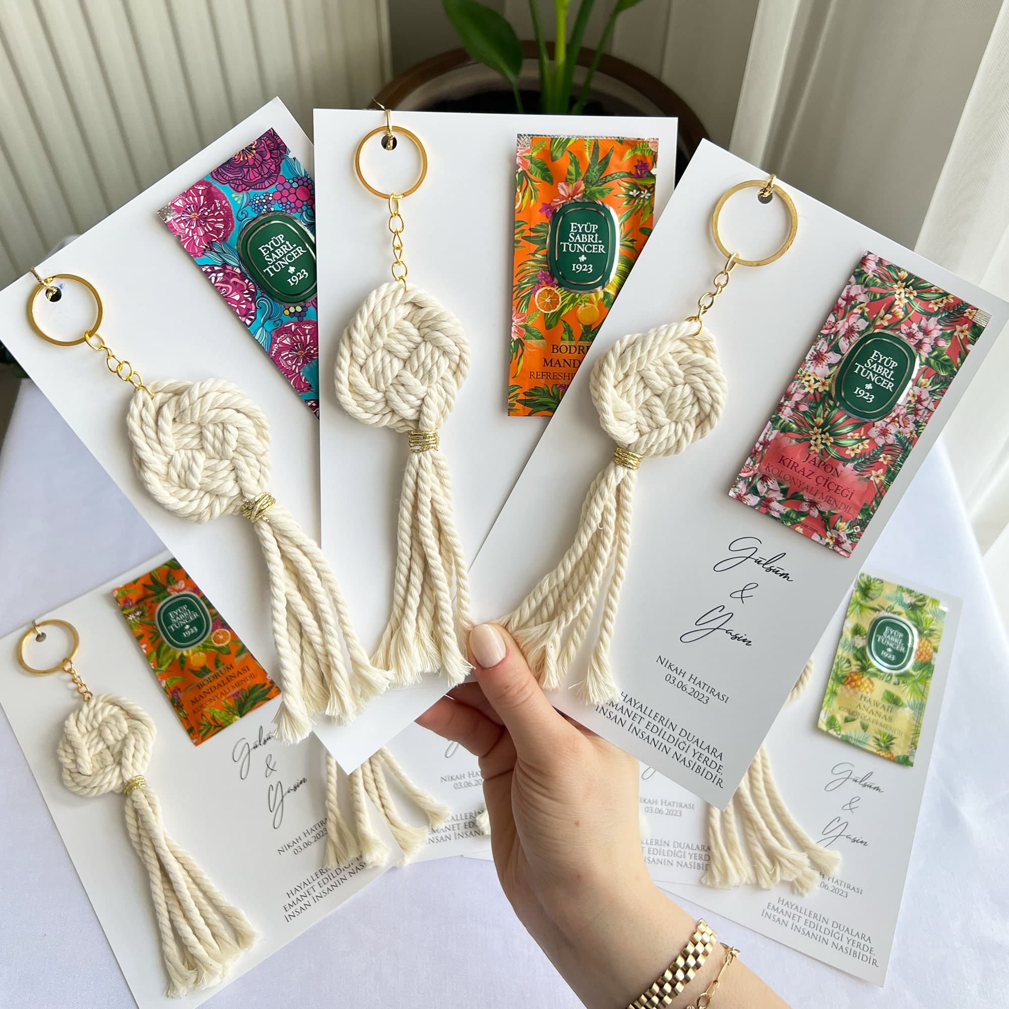 Macrame Wet Wipe Keychain, Scented Cotton Cord, Baby Gift