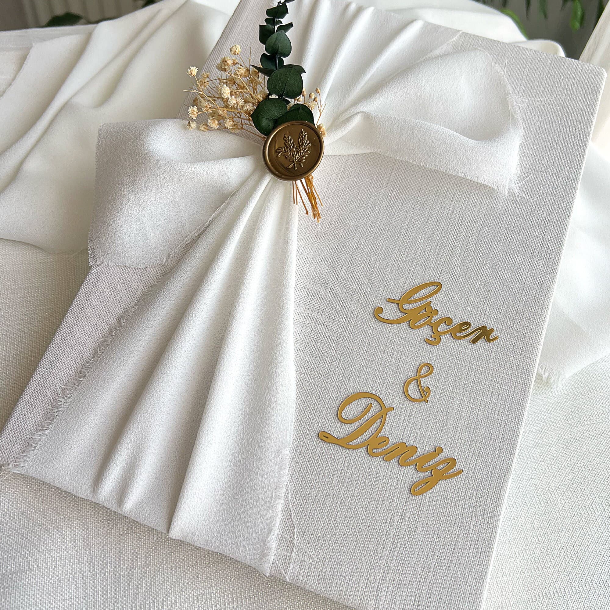Personalized Linen Wedding Guest Book: Hard Cover Photo Album - image 5