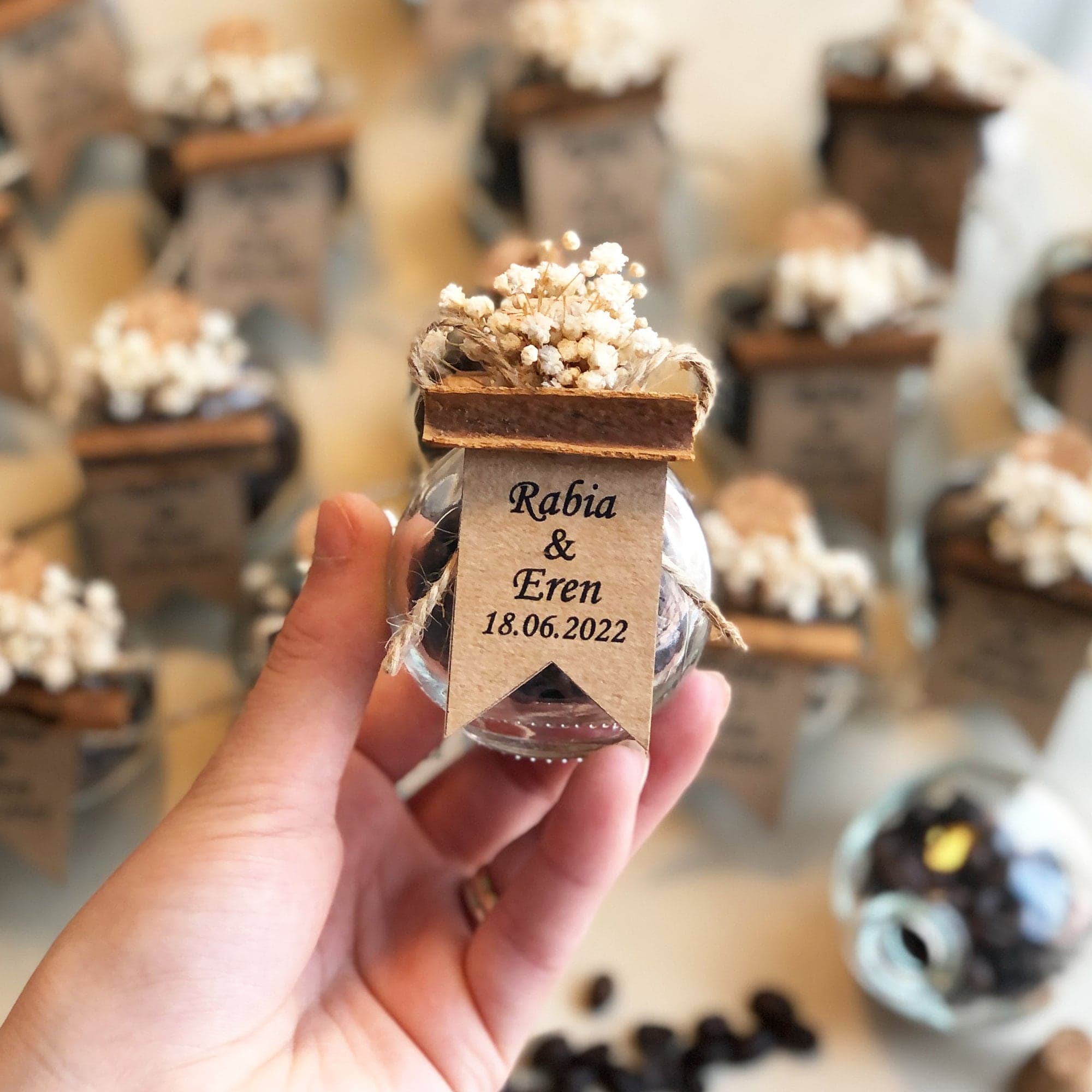 Personalized Turkish Coffee Wedding Favors: Kraft Box, Coffee Beans