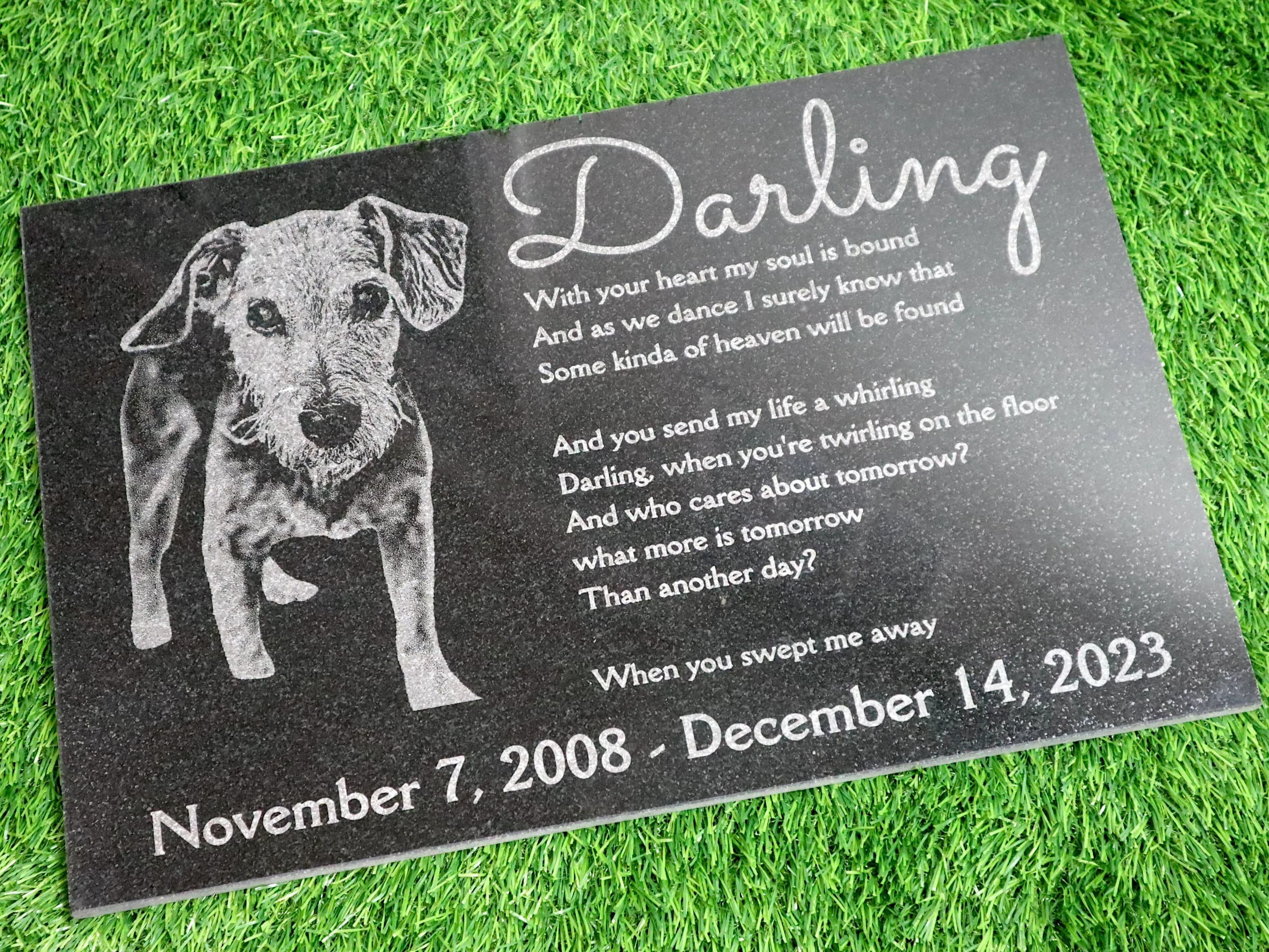 Custom Granite Pet Memorial Stone, Engraved Picture Grave Marker - image 4
