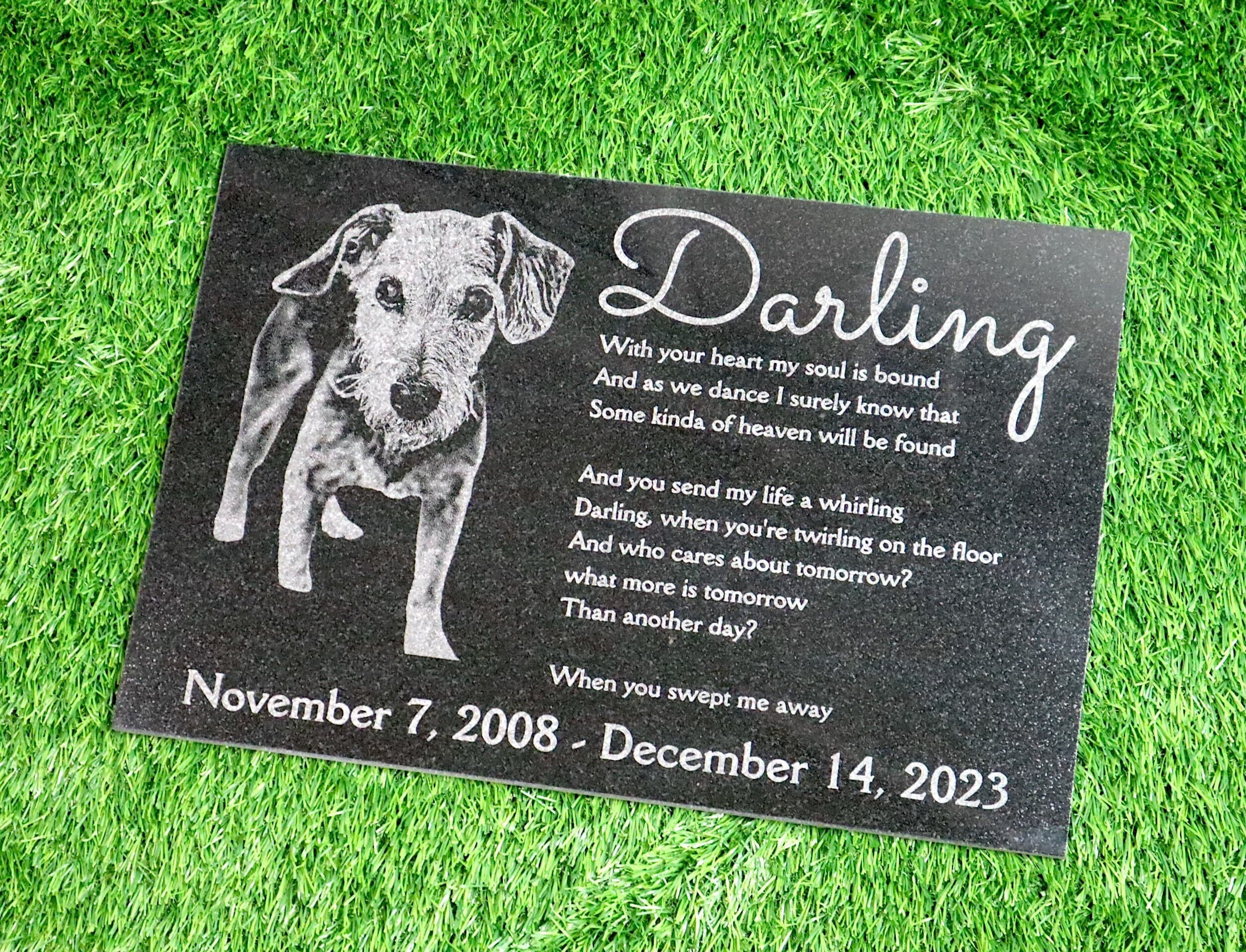 Custom Granite Pet Memorial Stone, Engraved Picture Grave Marker - image 3