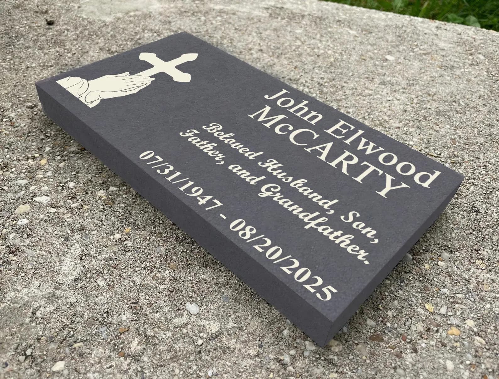 Custom Laser Engraved Gray Slate Memorial Stone, Garden Grave Marker - image 4