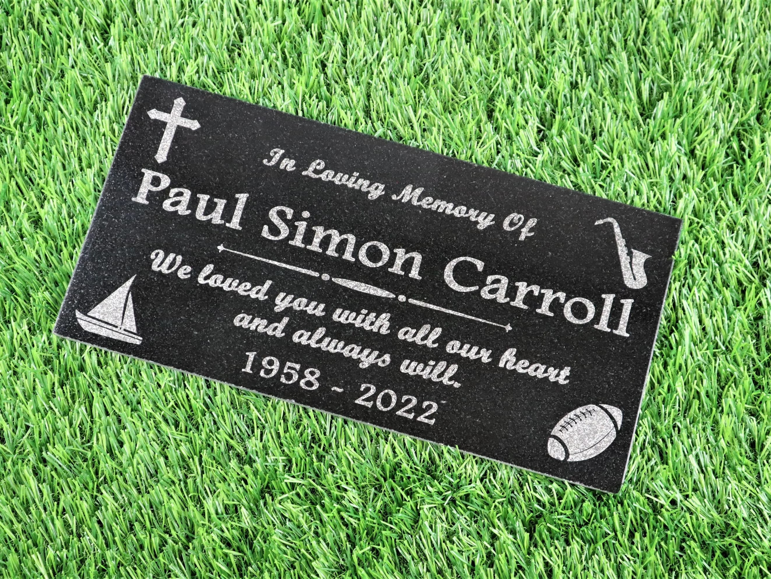 Personalized Black Granite Memorial Stone, Engraved Garden Grave Marker - image 5