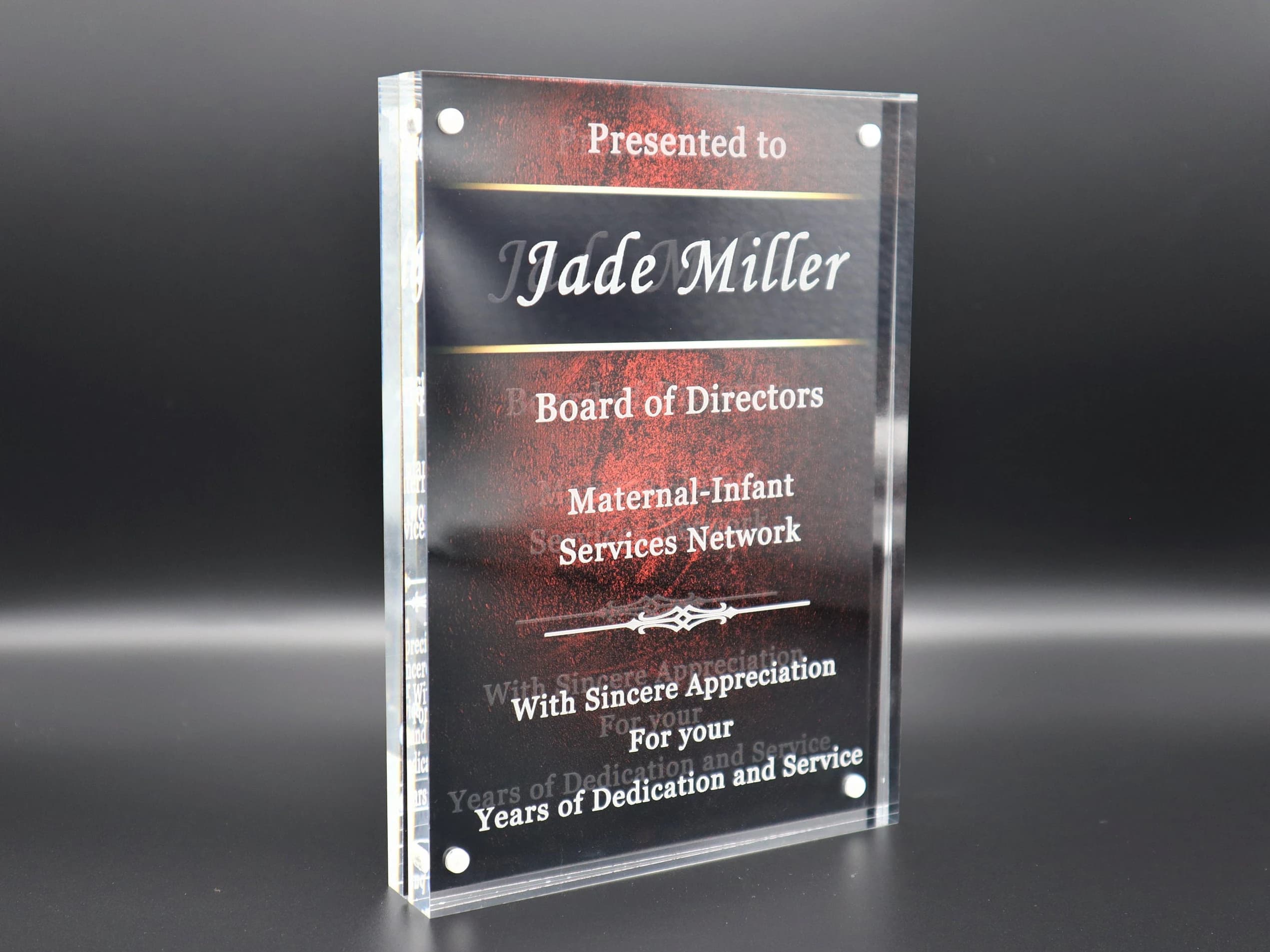 Personalized Acrylic Award Plaque, Corporate Recognition, Retirement Gift - image 4