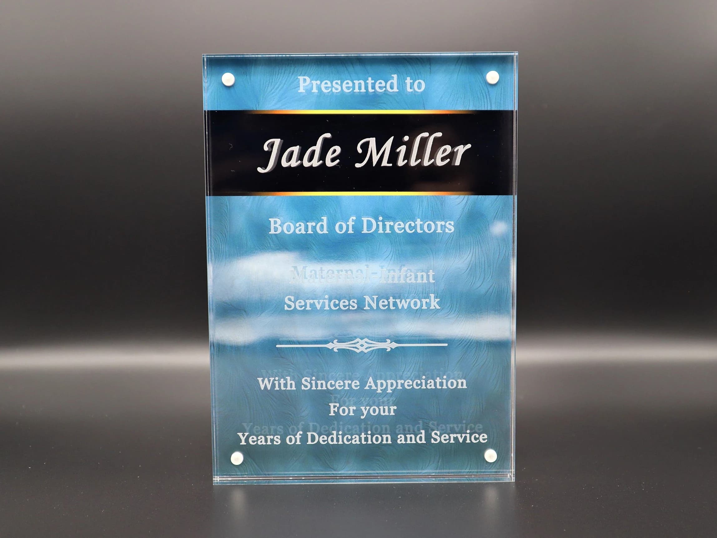 Personalized Acrylic Award Plaque, Corporate Recognition, Retirement Gift - image 3