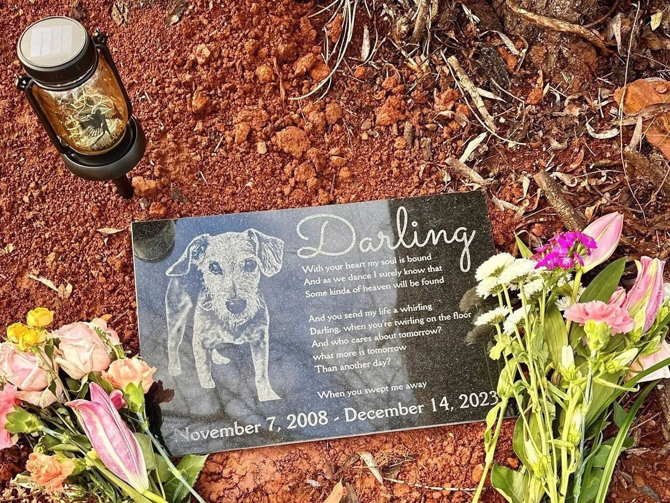 Custom Granite Pet Memorial Stone, Engraved Picture Grave Marker - image 5