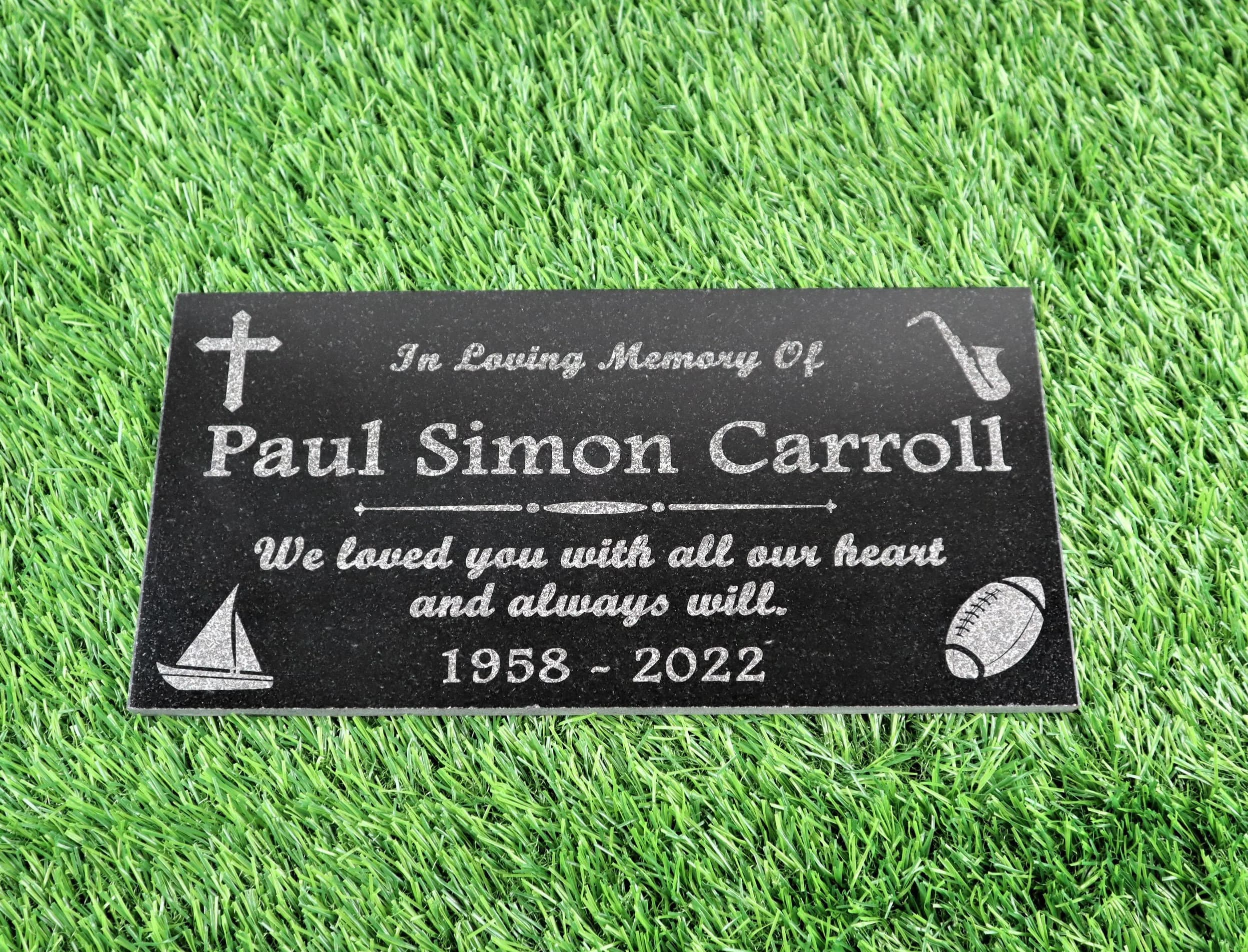 Personalized Black Granite Memorial Stone, Engraved Garden Grave Marker - image 3