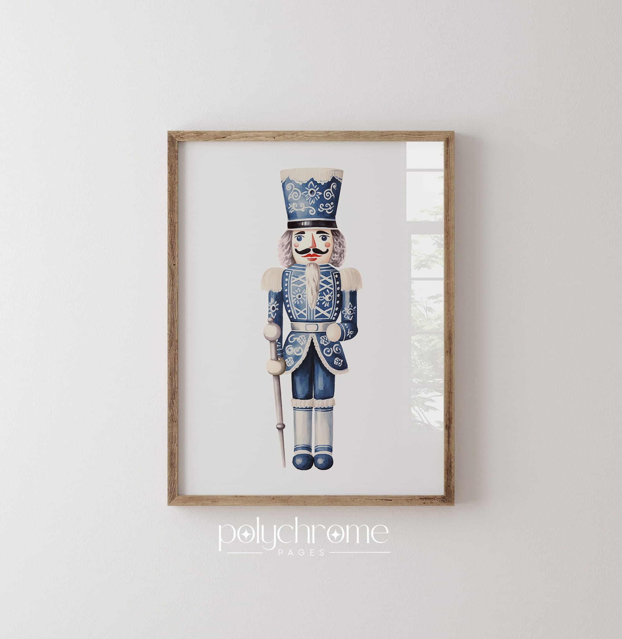 Nutcracker Ballet Chinoiserie Figurine, Hamptons Style Blue and White China Vintage Christmas Winter Decor 2 | Paper Prints 5x7 - 24x36 in - image 3