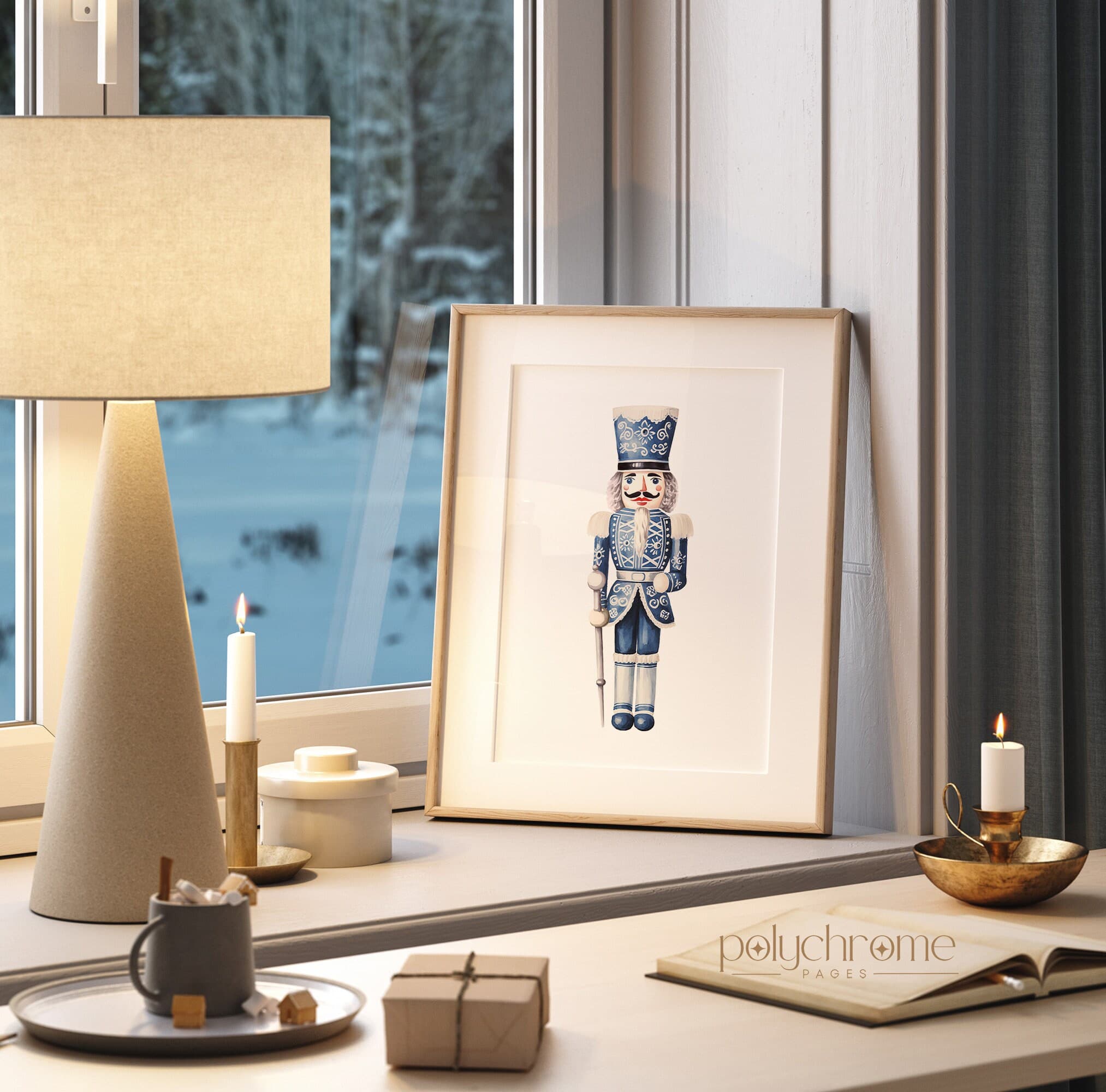 Nutcracker Ballet Chinoiserie Figurine, Hamptons Style Blue and White China Vintage Christmas Winter Decor 2 | Paper Prints 5x7 - 24x36 in - image 4