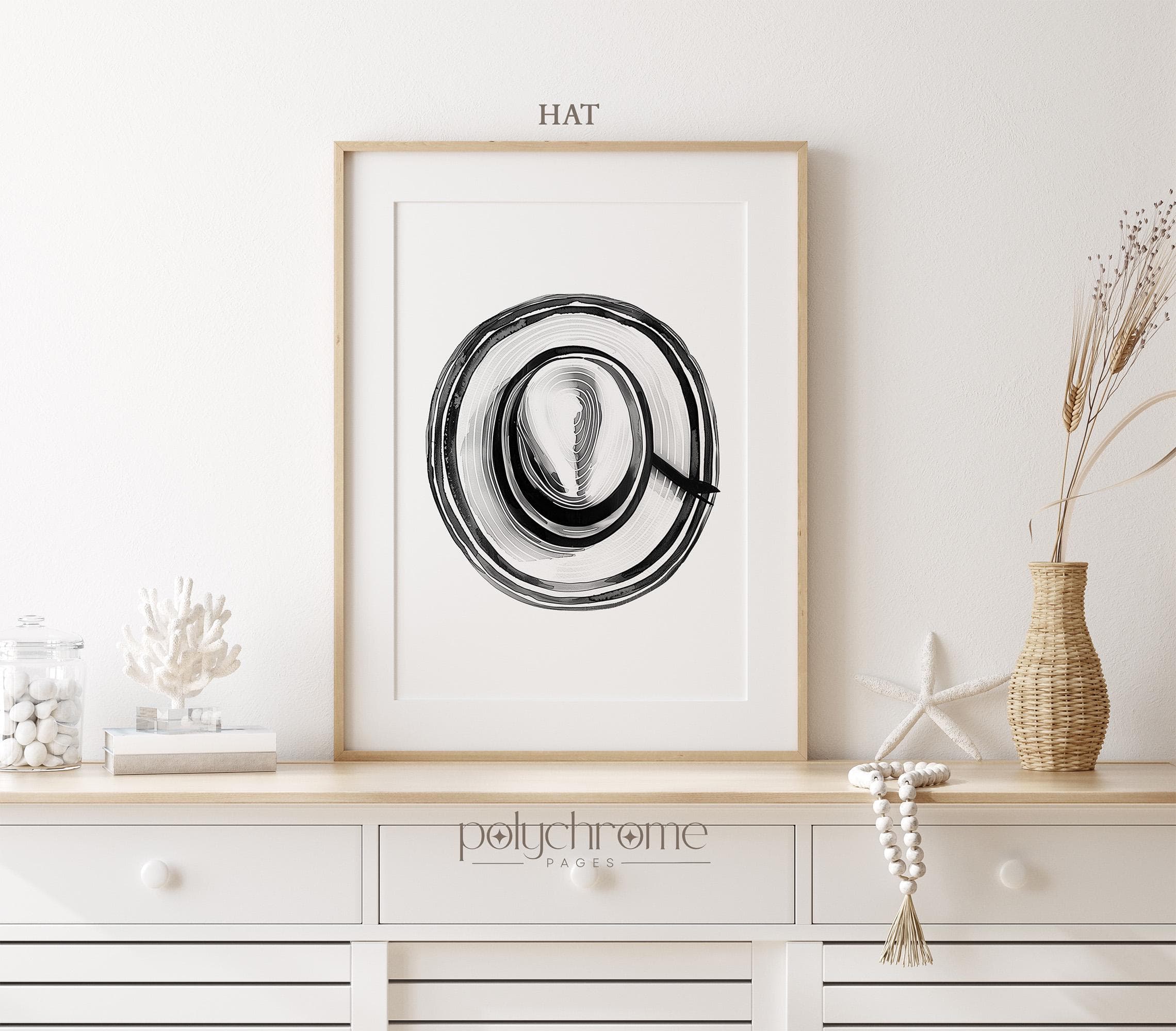 Black and White Striped Summer Accessories: Flip Flops, Hat, and Beach Bag - Coastal Beachy Decor Watercolor | Paper Prints 5x7 - 24x36 in - image 5