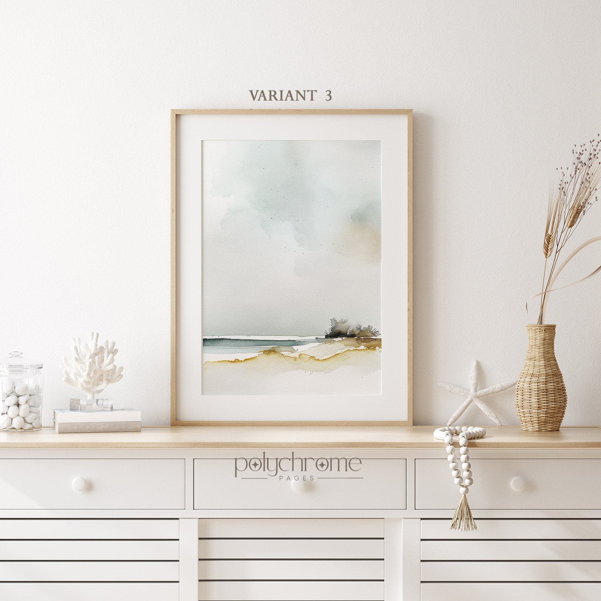 Beach Landscape Paintings, Hamptons Style Coastal Ocean Painting Set of Abstract Landscapes Wall Art | Paper prints 5x7 - 24x36 in - image 5
