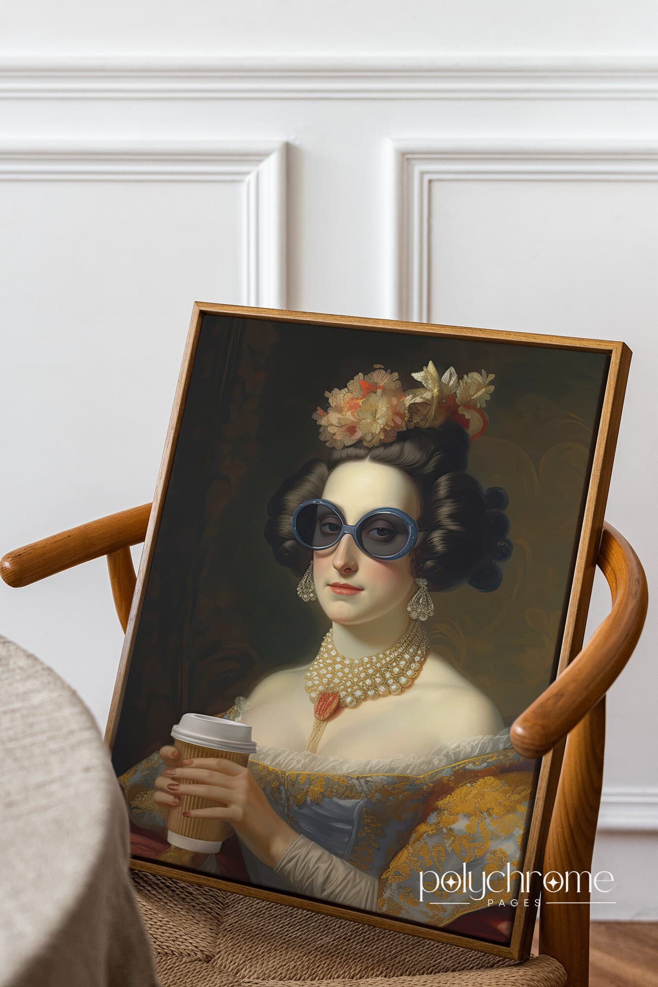 Rococo art work of Lady with Coffee cup - baroque art painting altered art print, eclectic kitchen poster | Printable, sizes 8x10 - 24x36in - image 5
