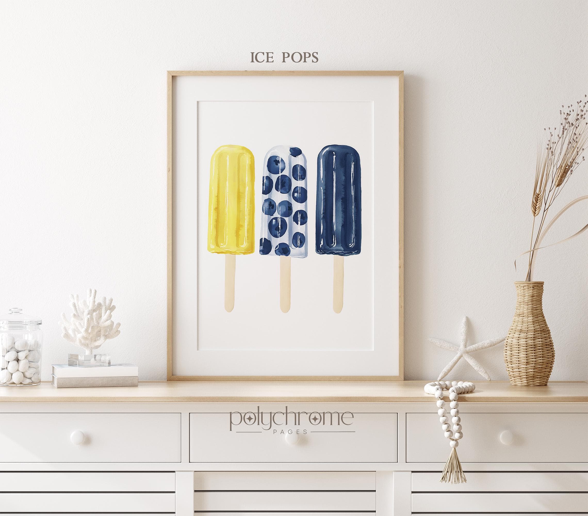 Lemonade, Beach Bag, Ice Pops Summer Accessories in Blue and Yellow, Vacation Beach Picnic, Coastal Pool Bathroom Art, Prints 5x7 - 24x36 in - image 5