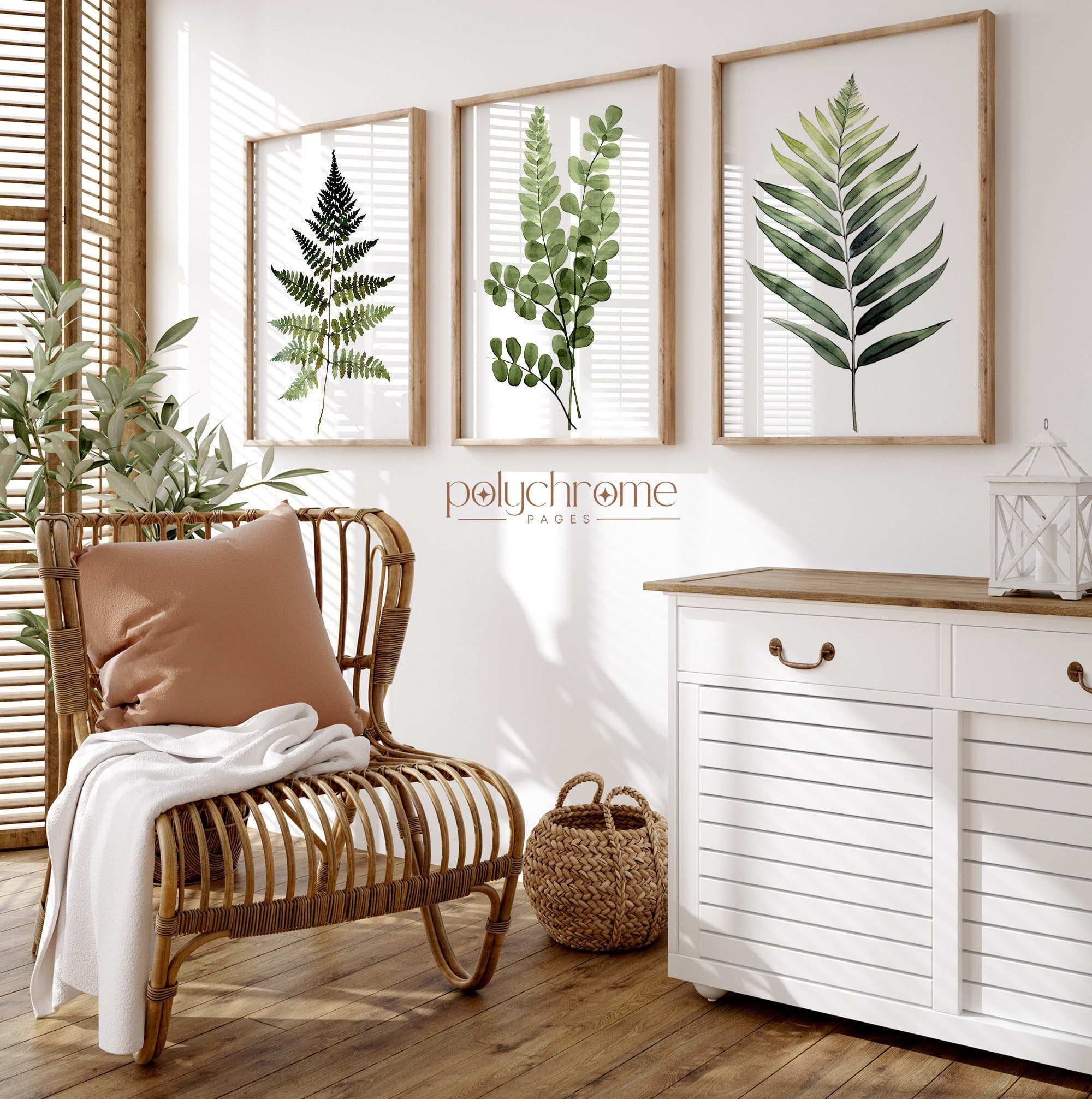 Fern Watercolor Sage Green Aesthetic Forest Painting, Autumn Fall Winter Master Bedroom Decor Wall Art | Paper Prints 5x7 - 24x36 in