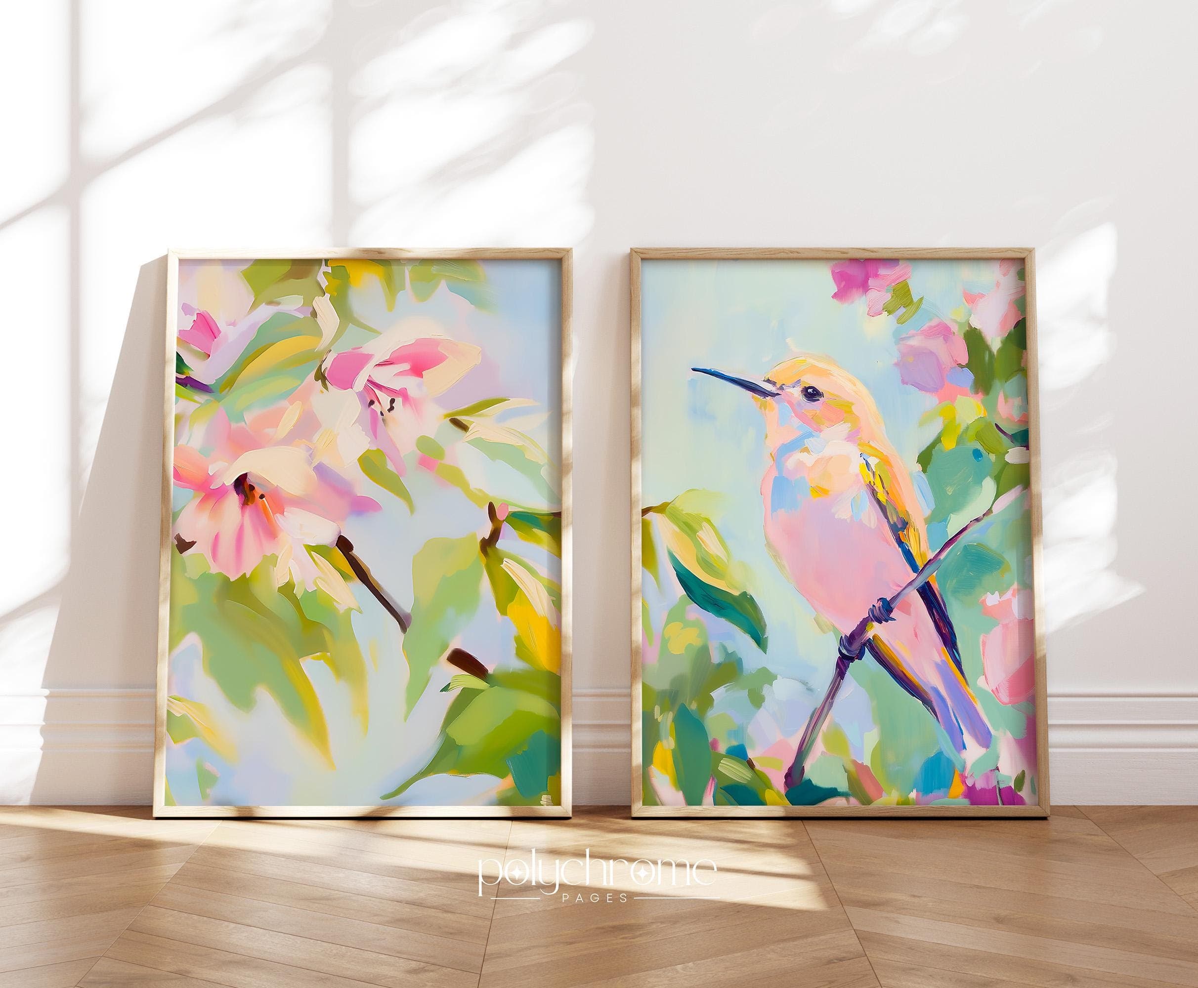 Hummingbird and Hibiscus Tropical Painting - Orange, Pink and Green Colorful Hawaiian Theme Coastal Home Decor | Paper prints 5x7 - 24x36 in - image 5