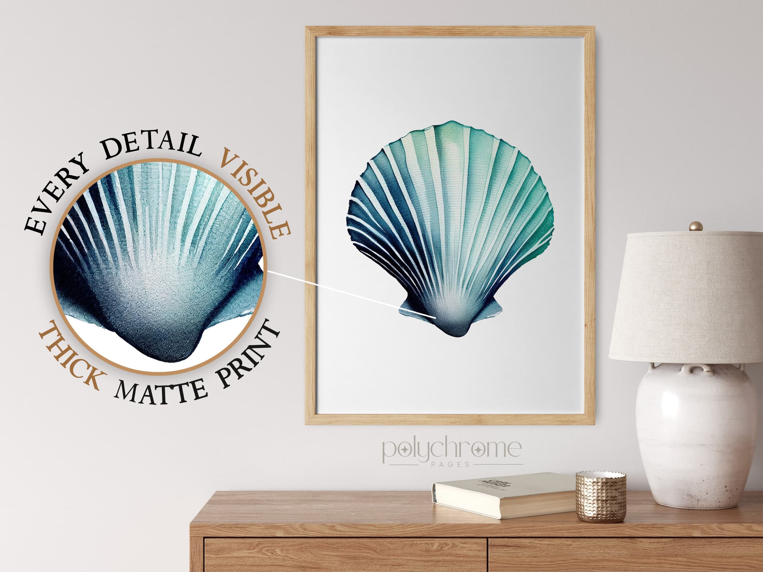 Ocean Painting set of Corals, Seaweeds and Sea Shells, Coral Reef Drawing - Bathroom Wall Art | Paper Print Sized 5x7 - 24x36 in - image 4