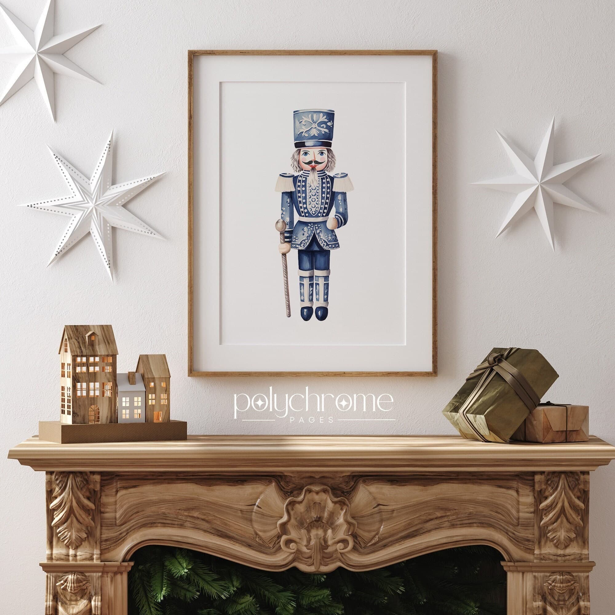 Nutcracker Ballet Chinoiserie Figurine, Hamptons Style Blue and White China Vintage Christmas Winter Decor 3 | Paper Prints 5x7 - 24x36 in
