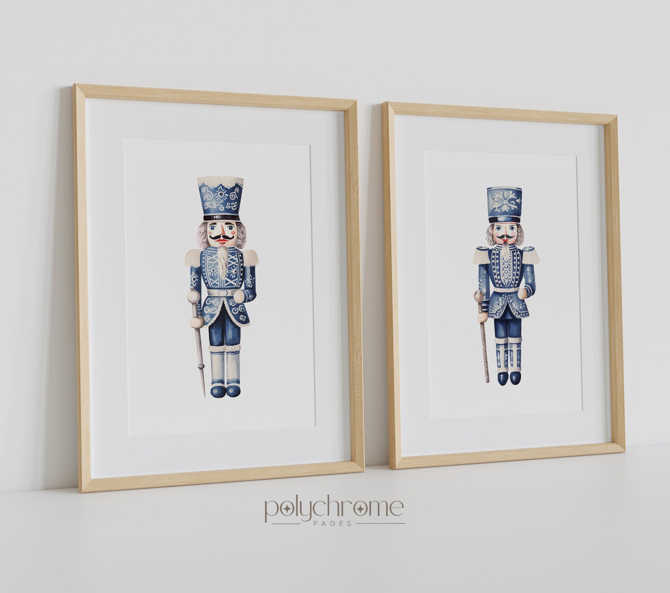 Nutcracker Ballet Chinoiserie Figurine, Hamptons Style Blue and White China Vintage Christmas Winter Decor | Paper Prints 5x7 - 24x36 in - image 3