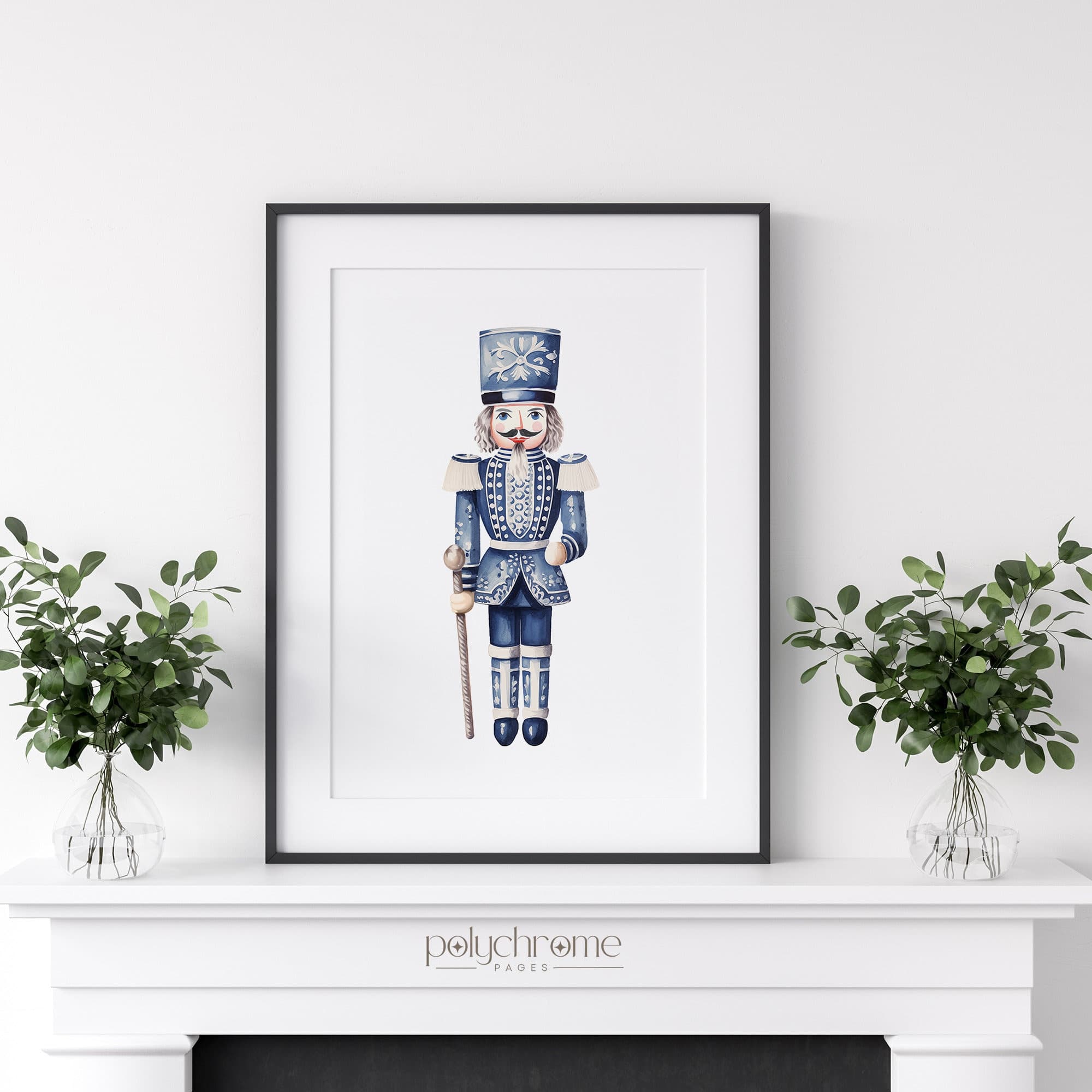 Nutcracker Ballet Chinoiserie Figurine, Hamptons Style Blue and White China Vintage Christmas Winter Decor 3 | Paper Prints 5x7 - 24x36 in - image 5