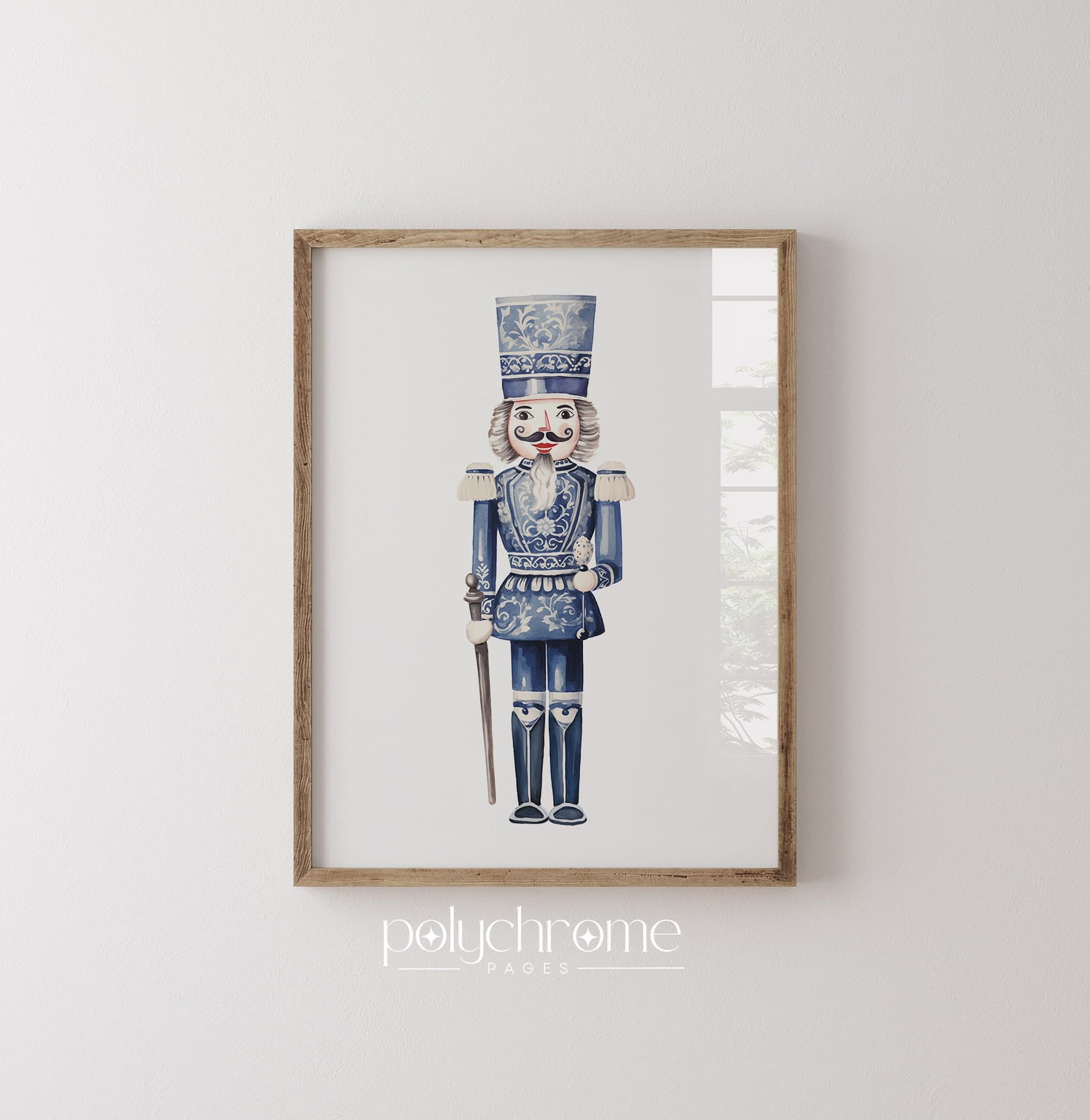 Nutcracker Ballet Chinoiserie Figurine, Hamptons Style Blue and White China Vintage Christmas Winter Decor 1 | Paper Prints 5x7 - 24x36 in - image 3
