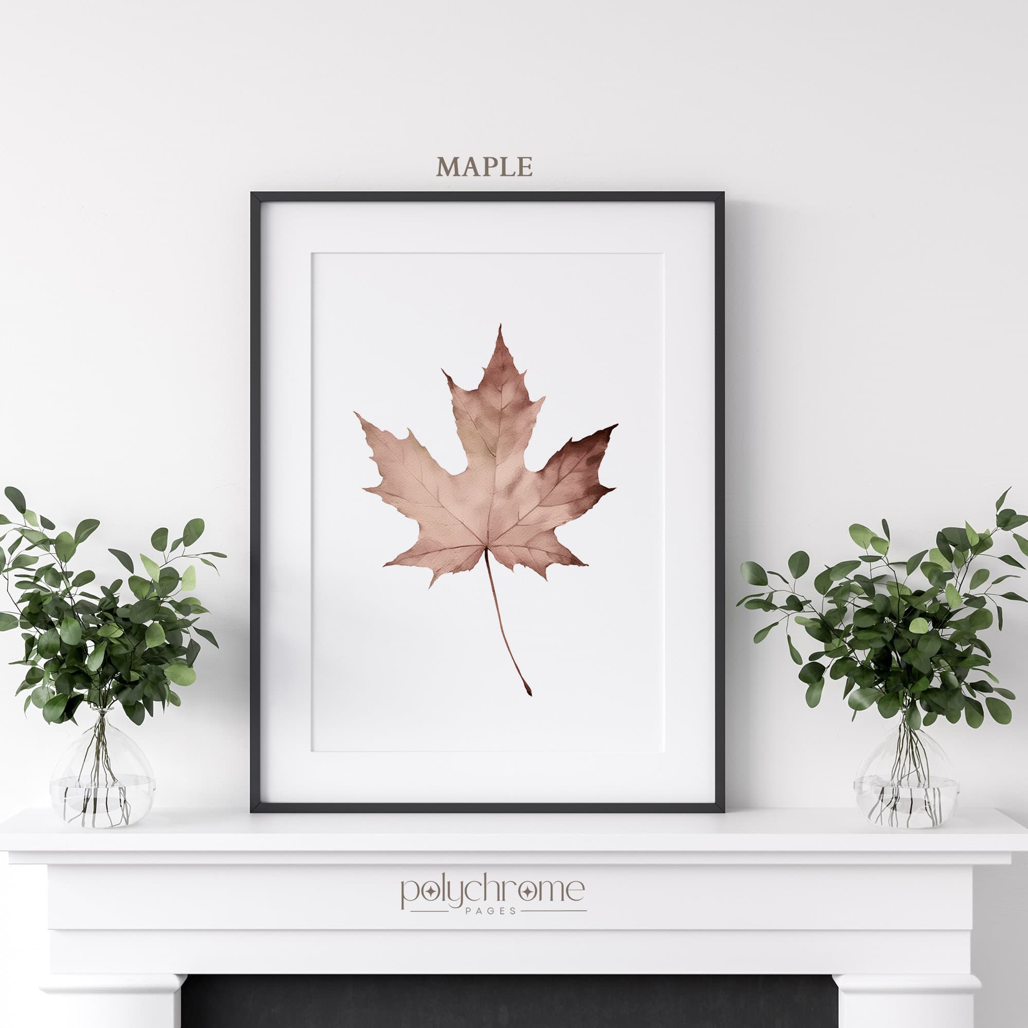 Golden Leaves Painting, Autumnn Aestetic Maple, Oak, Beech, Elm, Ginko, Chestnut Leaves Painting Art | Paper Print 5x7 - 24x36 in - image 3