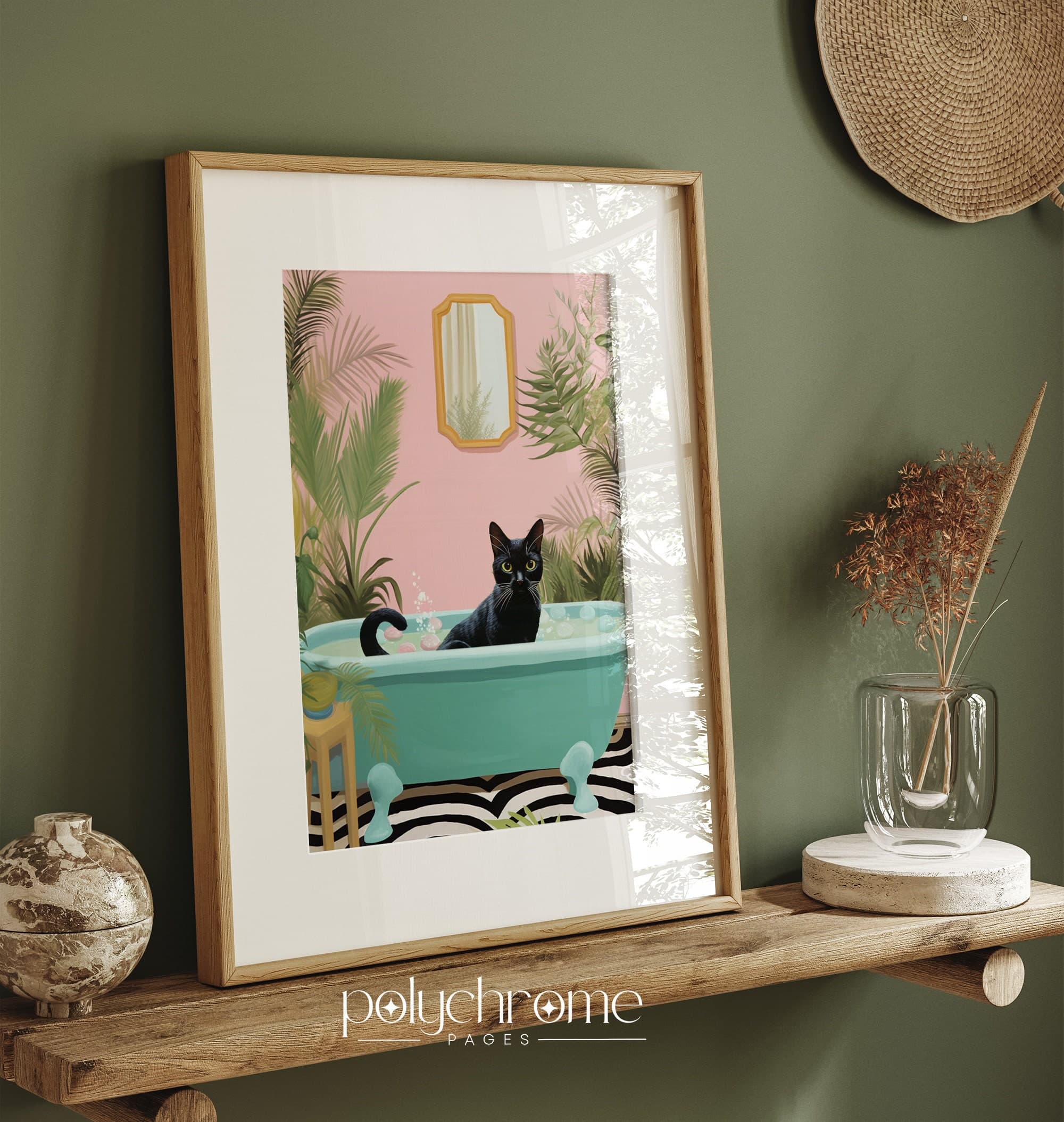 funny cat painting, Bathroom decor art, home accent decor, bathroom wall art, gifts for cat lovers, maximalist decor, picture of, drawn cat, vintage cat print, funny bathroom art, cat poster, eclectic style decor, black cat art, cat in bathtub