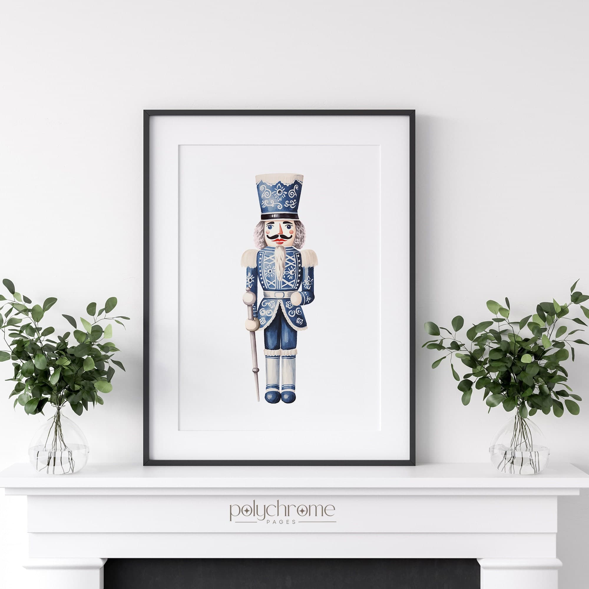 Nutcracker Ballet Chinoiserie Figurine, Hamptons Style Blue and White China Vintage Christmas Winter Decor 2 | Paper Prints 5x7 - 24x36 in - image 5