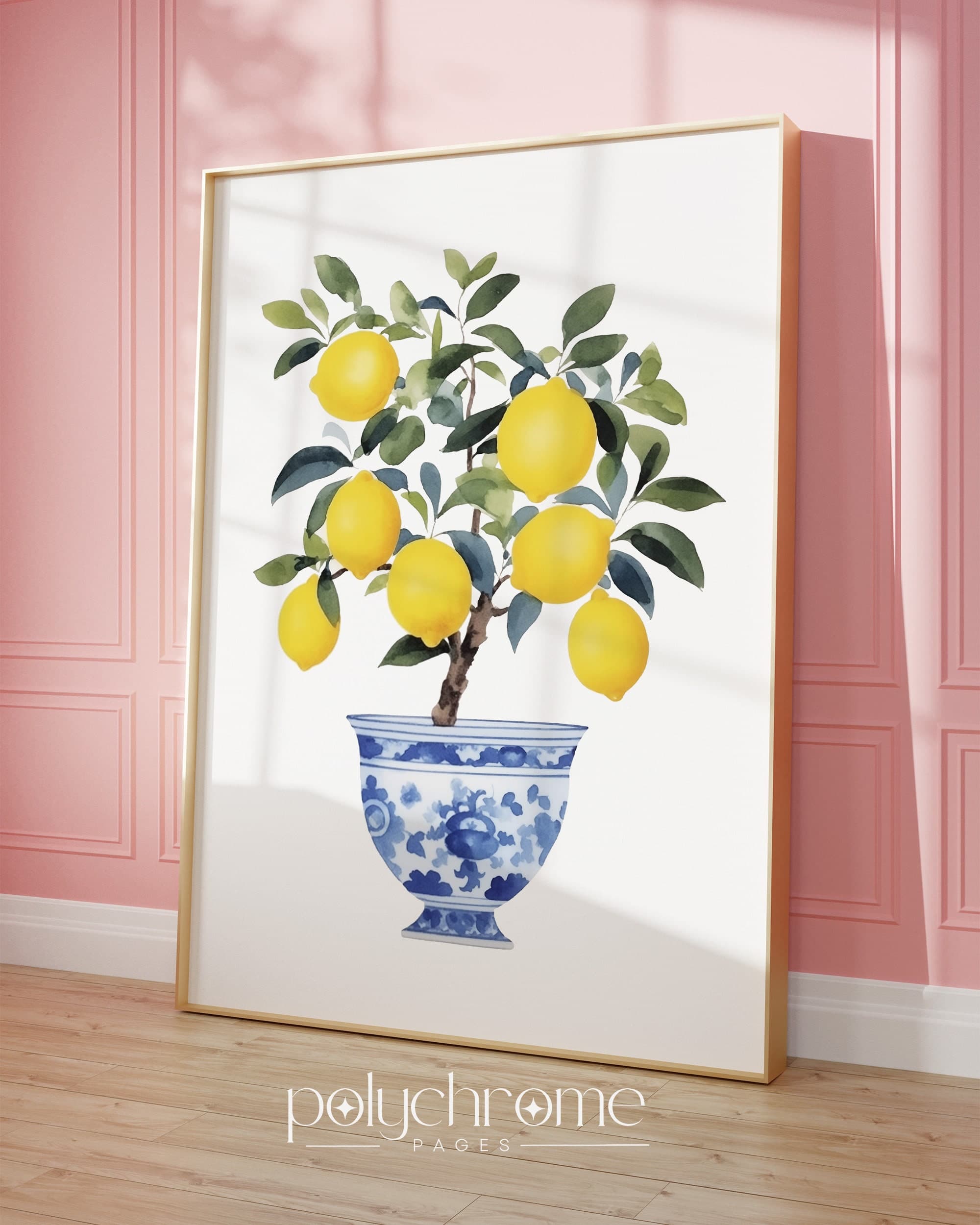 Lemon Tree Painting, Amalfi Italy Coast Chinoiserie Vase Coastal Kitchen Watercolor Wall Art | Paper print sizes 5x7 - 24x36 in - image 5