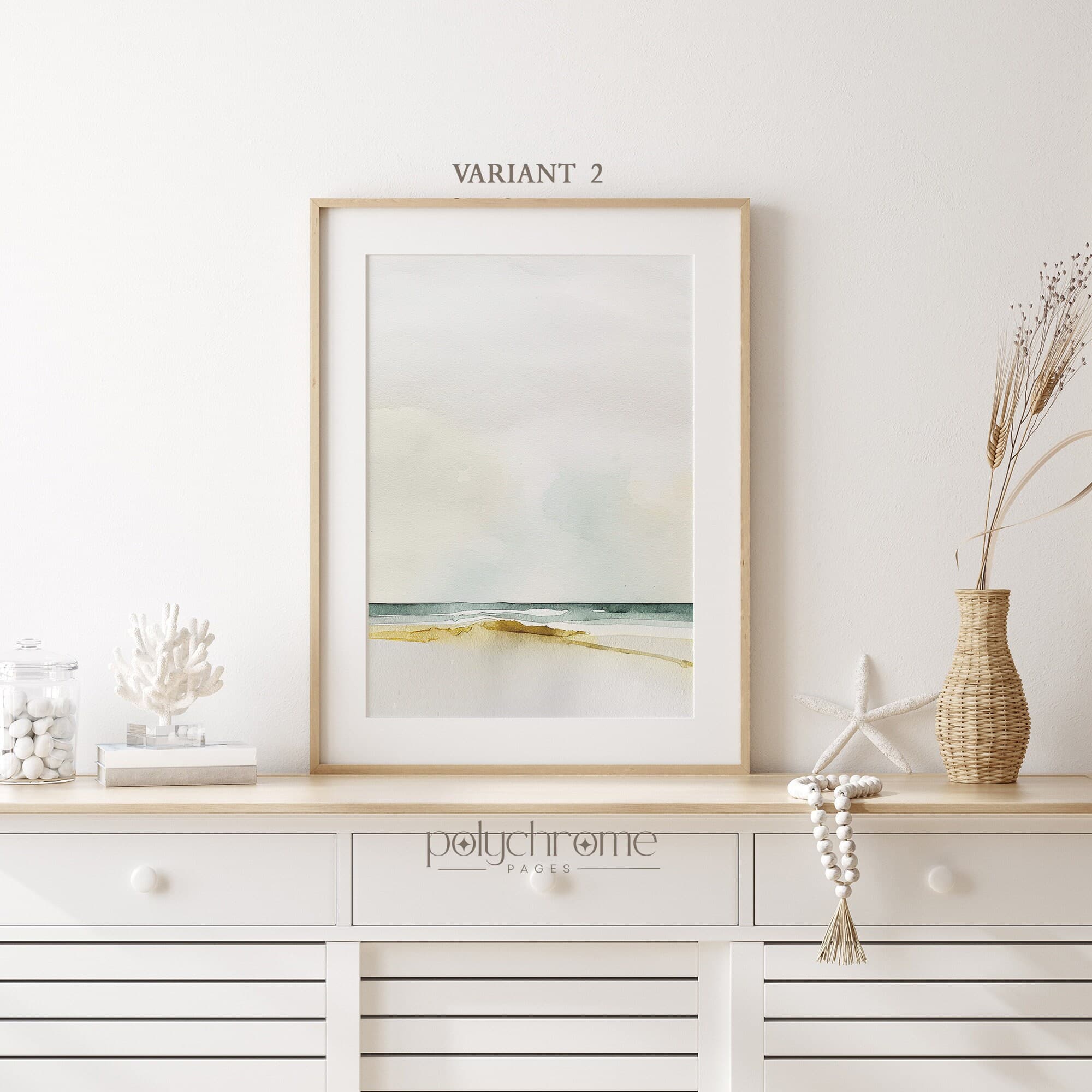 Beach Landscape Paintings, Hamptons Style Coastal Ocean Painting Set of Abstract Landscapes Wall Art | Paper prints 5x7 - 24x36 in - image 4