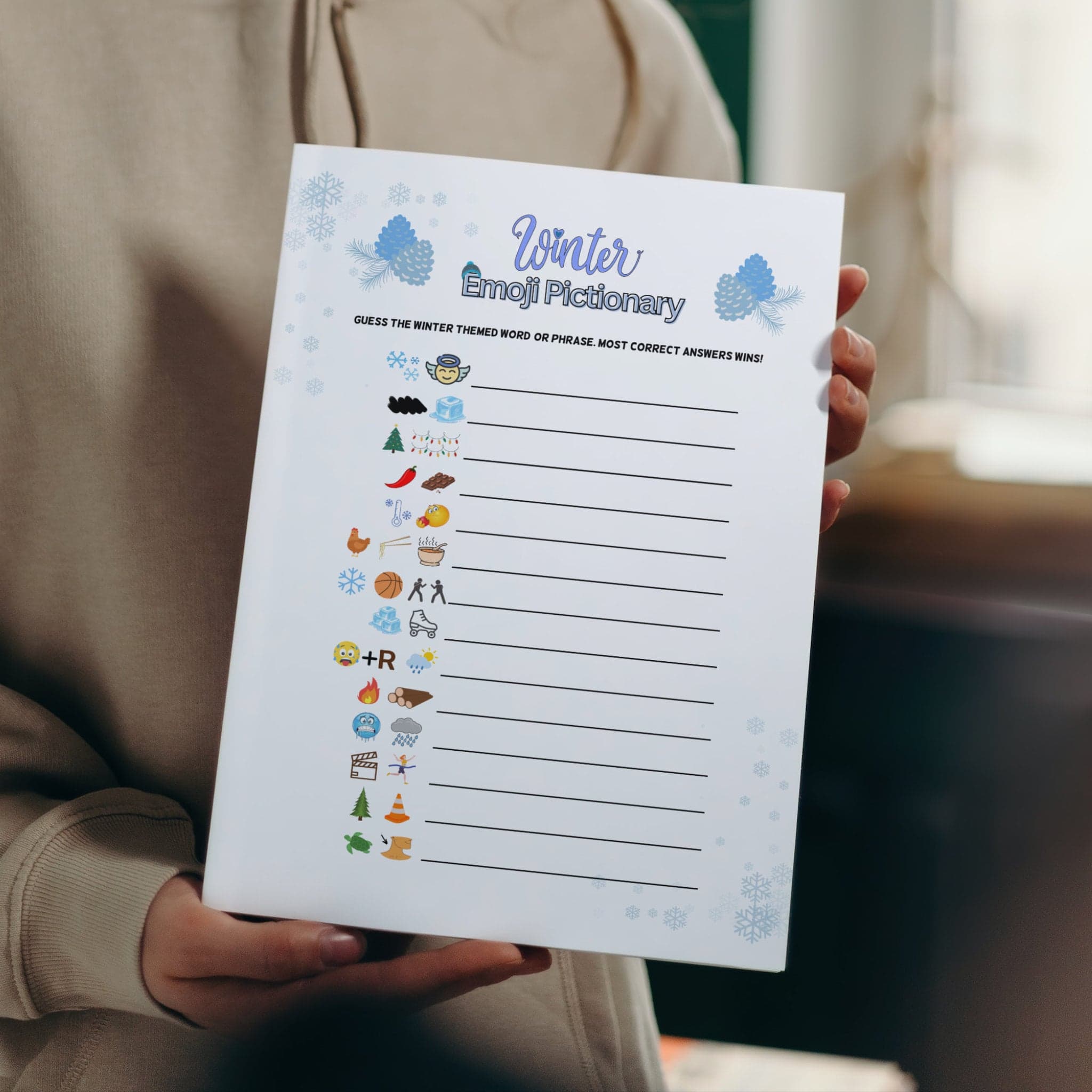 Winter Emoji Pictionary Game Printable, Holiday Party Games, Fun Winter Game, Winter Family Activity, For Kids & Adults, Christmas New Years - image 5