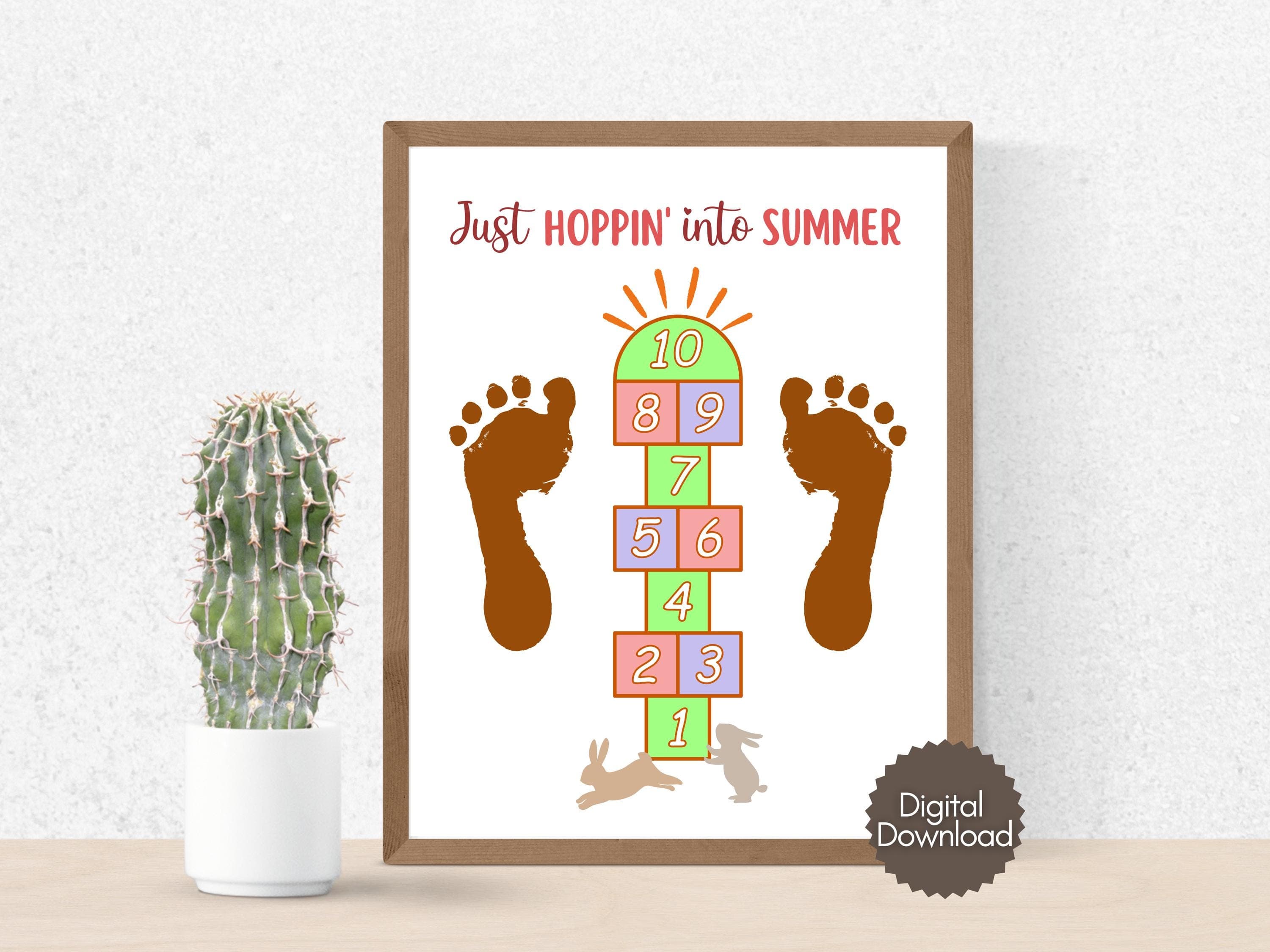Summer Footprint Craft Printable, DIY Art Project for Kids Toddler Baby Preschool Daycare Pre K Activity Keepsake Easy Hand Feet Template - image 4