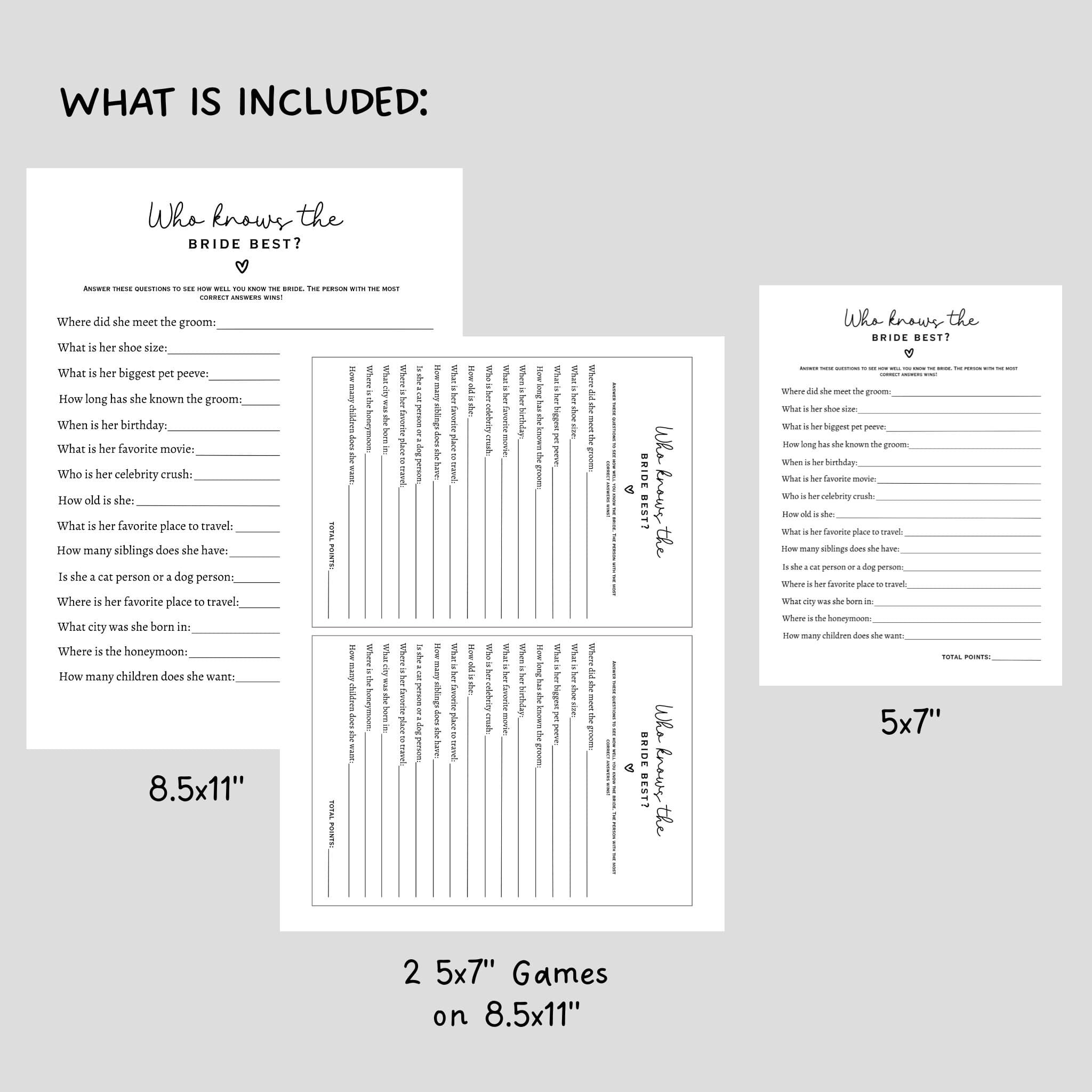 Who Knows The Bride Best Game, Printable Bridal Shower Game, How Well Do You Know The Bride, Wedding Shower Ideas, Minimalist Modern Game - image 4