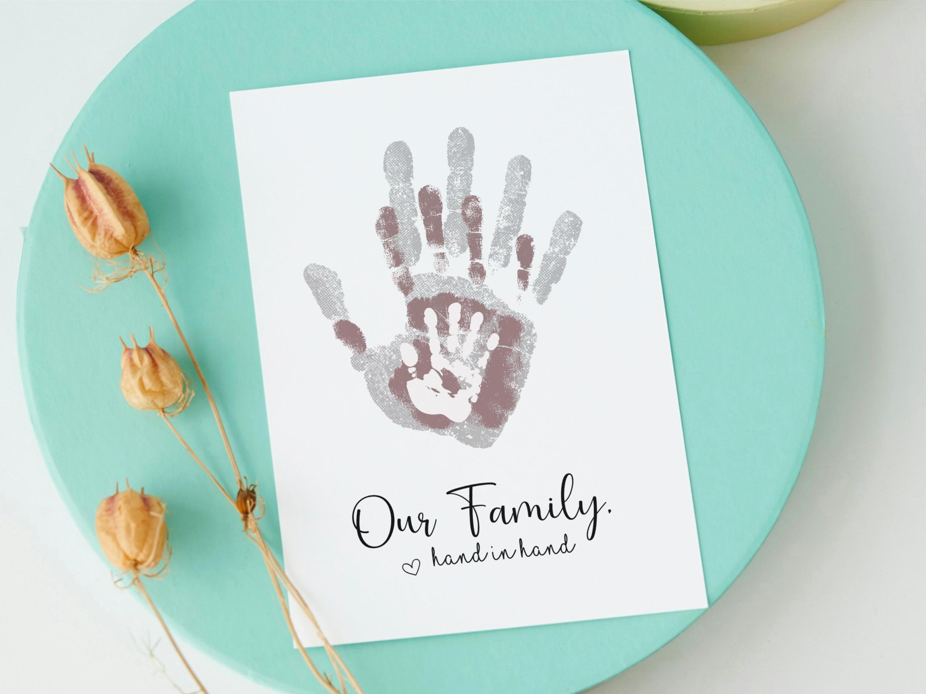 Family Handprint Craft Printable, DIY Art Keepsake Mom Dad Baby Kids Toddler Children Activity Meaningful Gift for Her Mother Grandparents - image 3