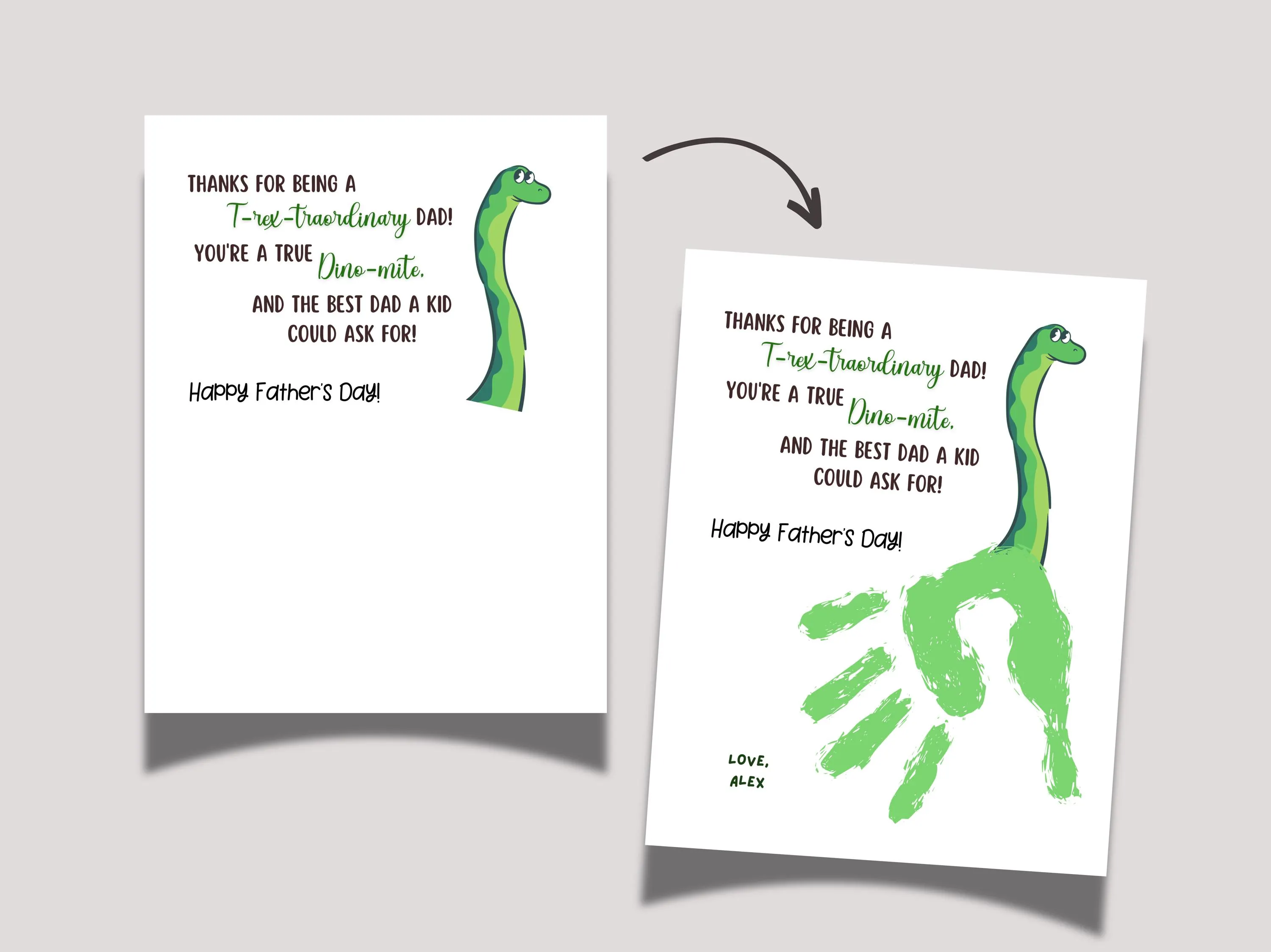Fathers Day Handprint Craft for Kids Printable DIY Dad Card Dino Art Activity Personalized Birthday Gift from Baby Toddler Preschool Daycare - image 3