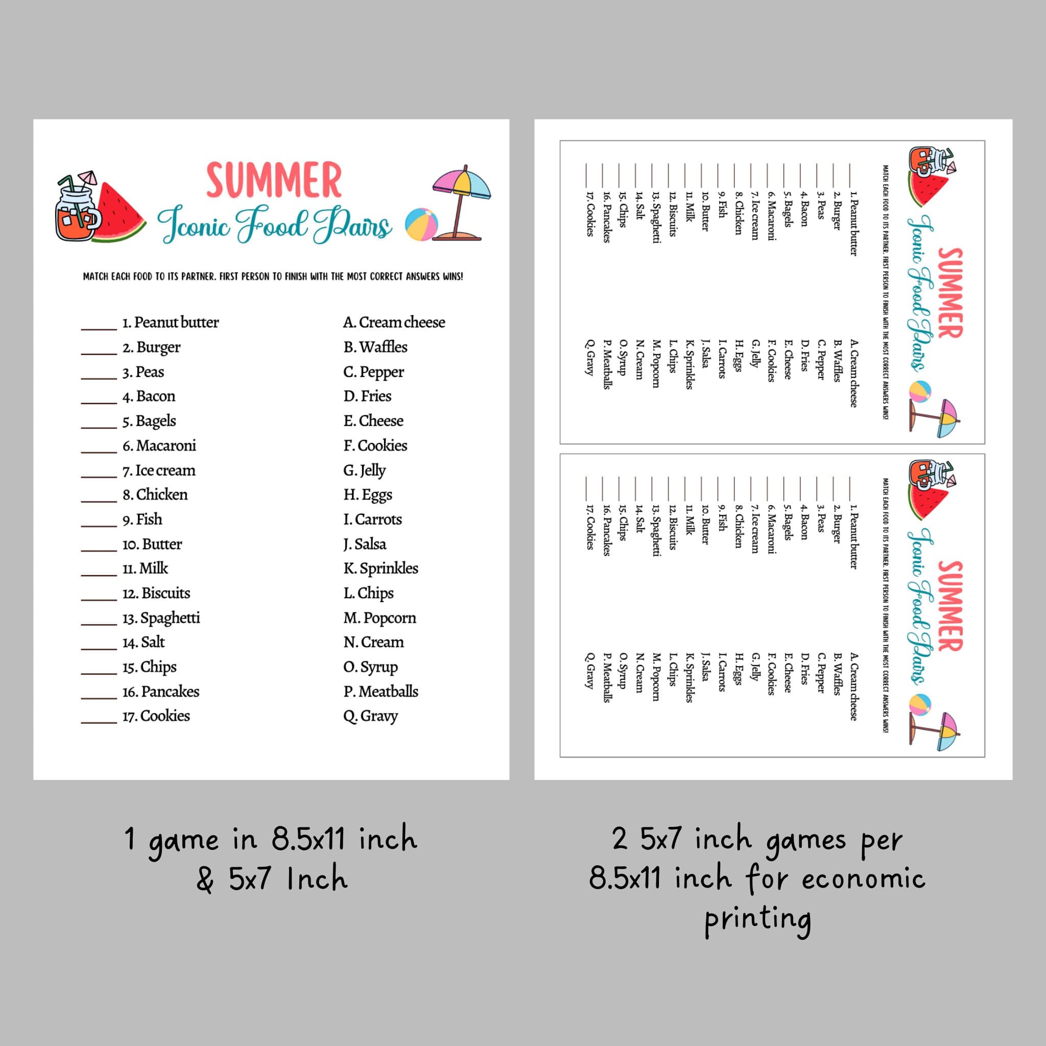 Summer Games Bundle Printable, Summer Camp Activity, Summertime Beach Party Games Adult and Kids, Fun Family Activity, Vacation Travel Games - image 4