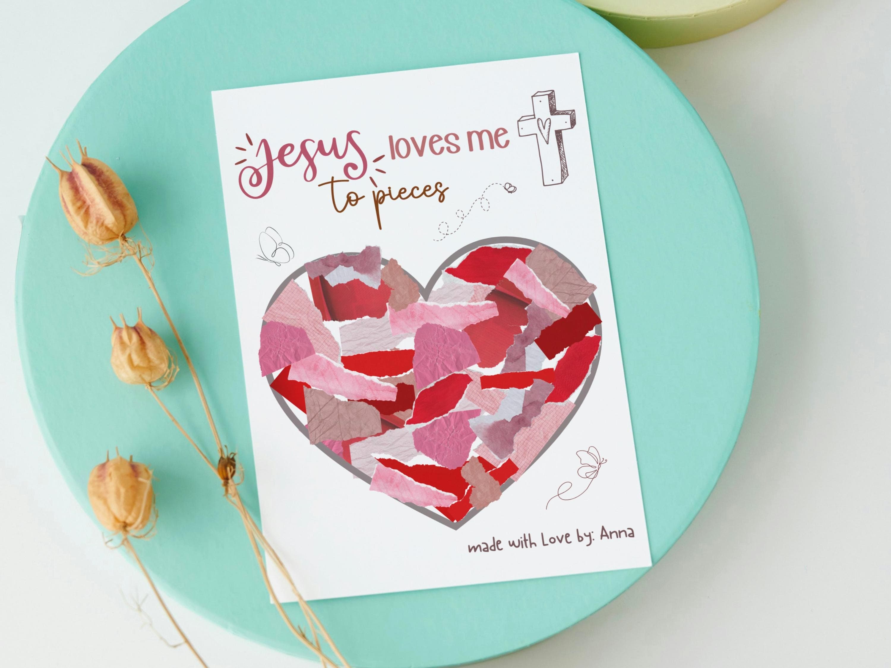 Jesus Loves Me to Pieces Christian Craft Printable, Valentine’s Day Art for Sunday School, Baby Toddler Child Nursery DIY Activity Preschool - image 4