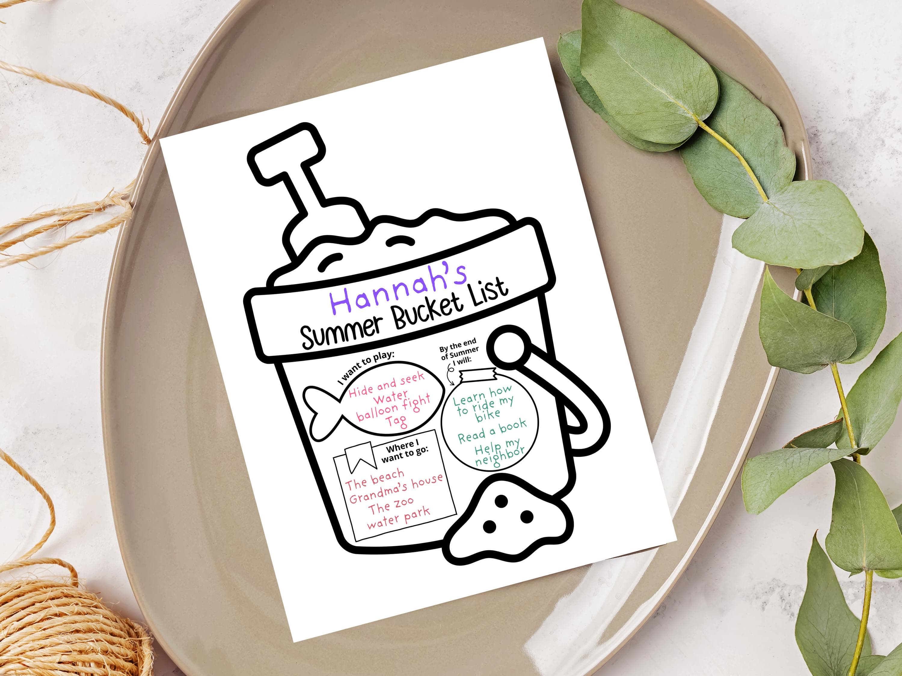 Summer Bucket List Craft for Kids Printable, End of School Year Activity Sand Bucket Coloring page, Fun Ideas for Preschool Camp Homeschool - image 5