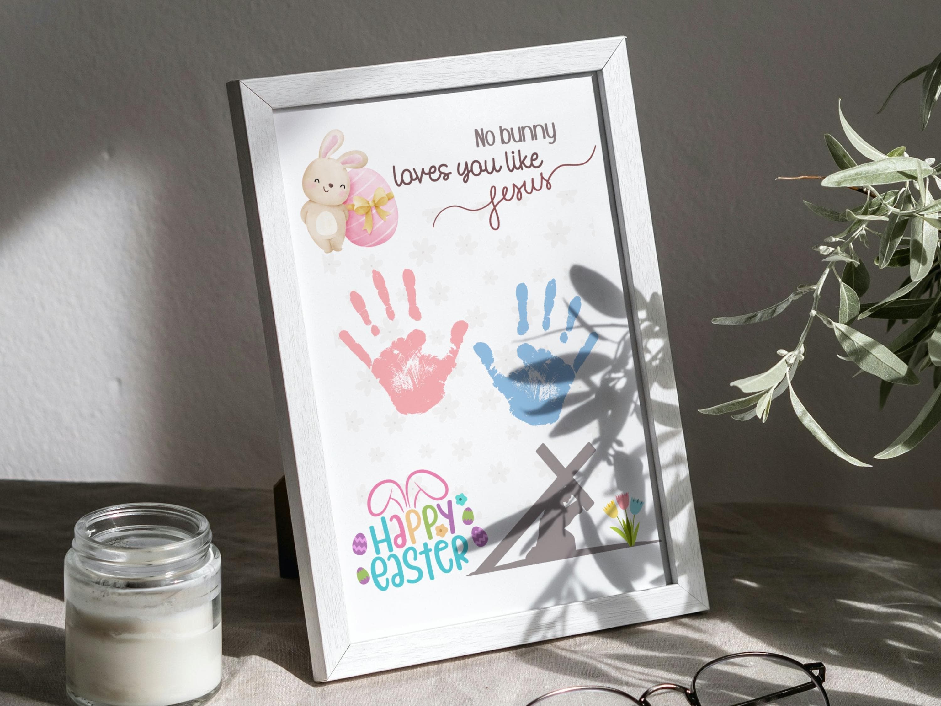 Happy Easter Handprint Craft Printable, DIY Gift Religious Christian Art for Kids Baby Toddler Sunday School Preschool Activity Homeschool - image 5