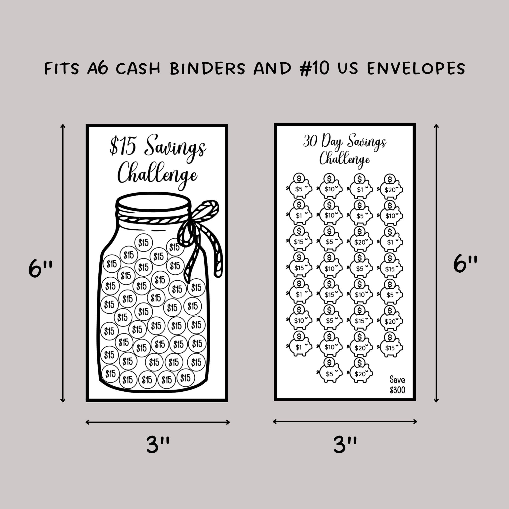 Savings Challenge Bundle Printable, Minimalist Mini Savings Challenge Tracker A6 Budget Binders, Set of 20, Money Challenge, Envelope Insert - image 4