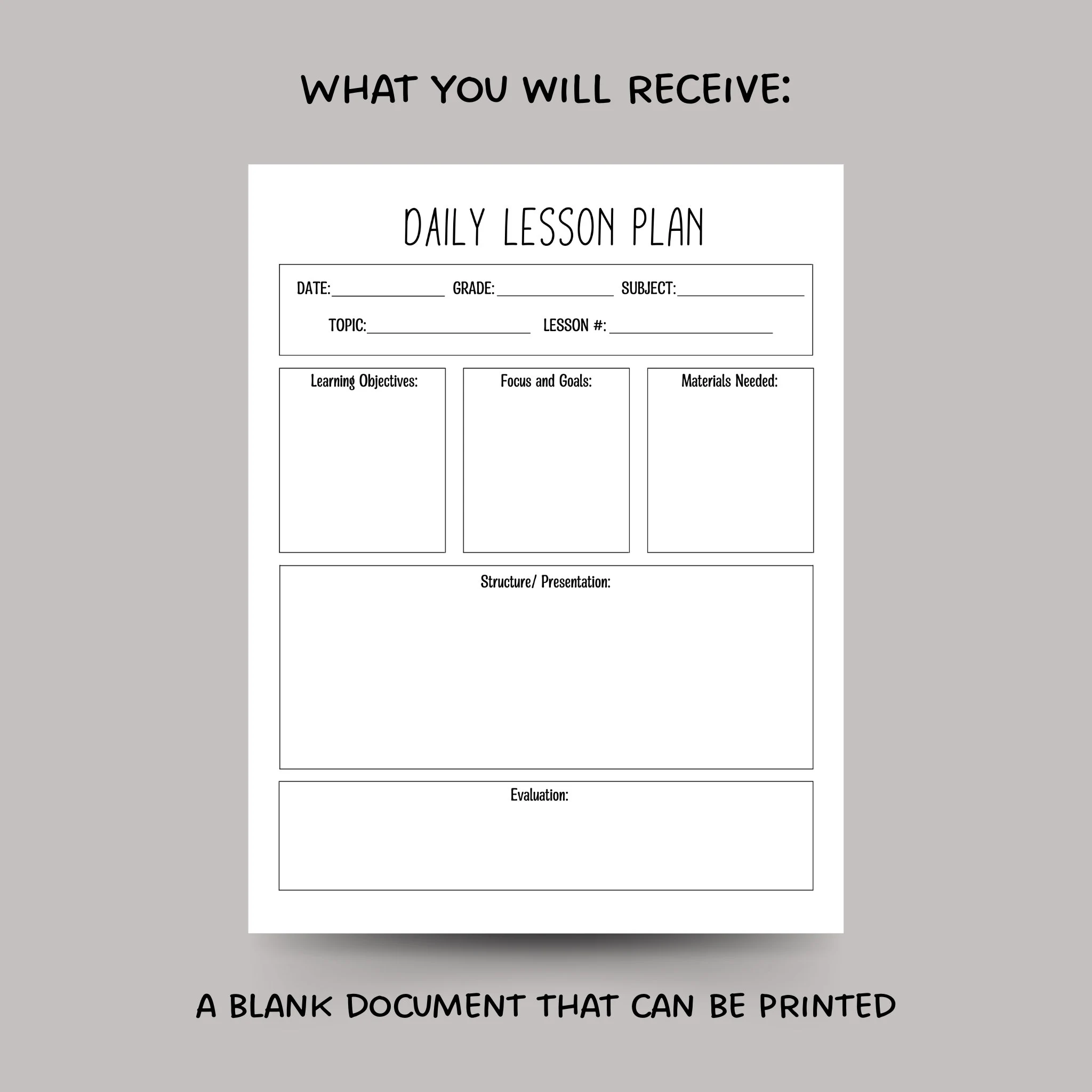 Daily Lesson Plan Template, Simple Lesson Plan Template for Educators, Minimalist Lesson Planner Printable, Homeschool Academic Planner - image 3