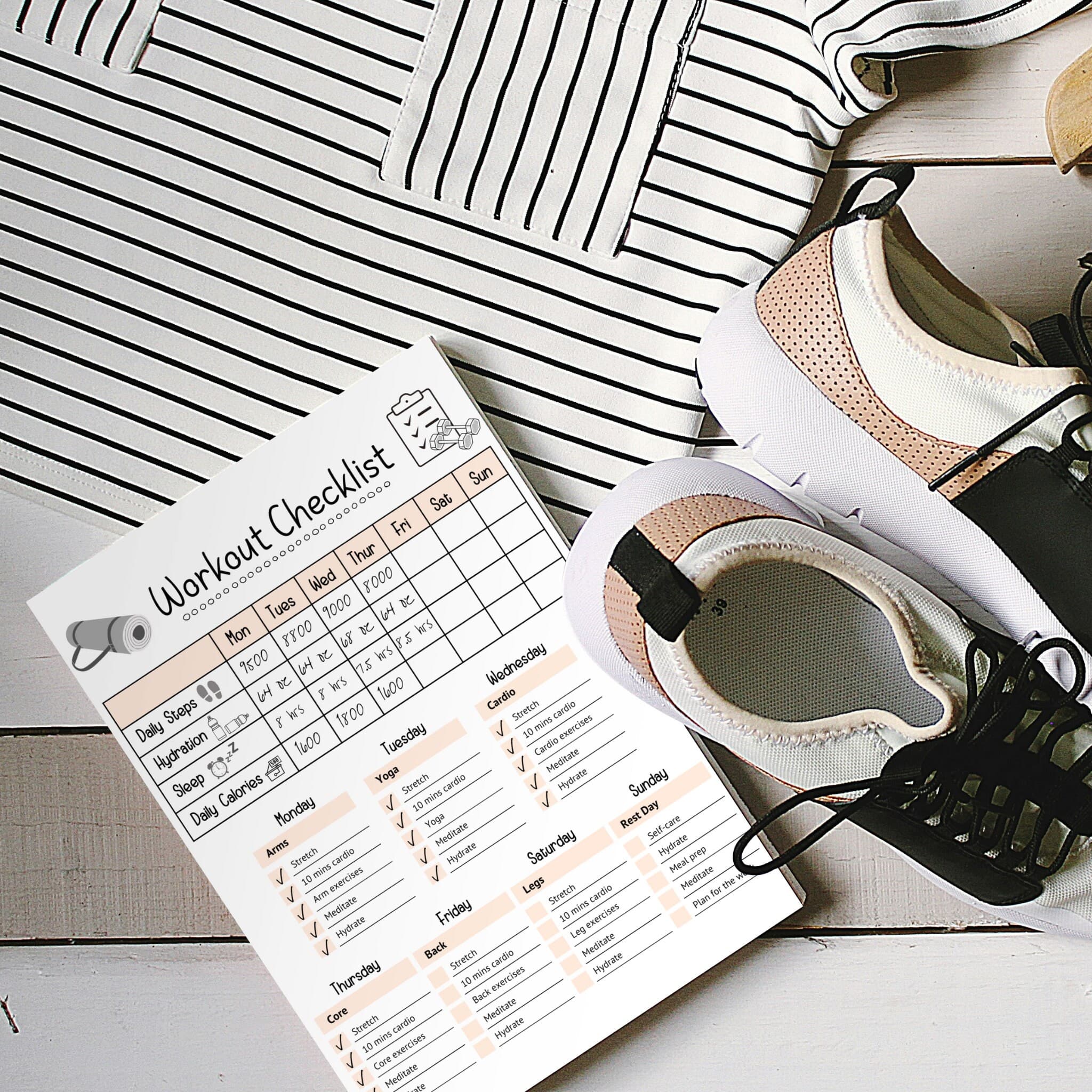 Workout Checklist Editable, Daily Workout Routine Chart, Simple Workout Plan, Daily Exercise Log Planner, Fitness Tracker Printable, Gym Log - image 5