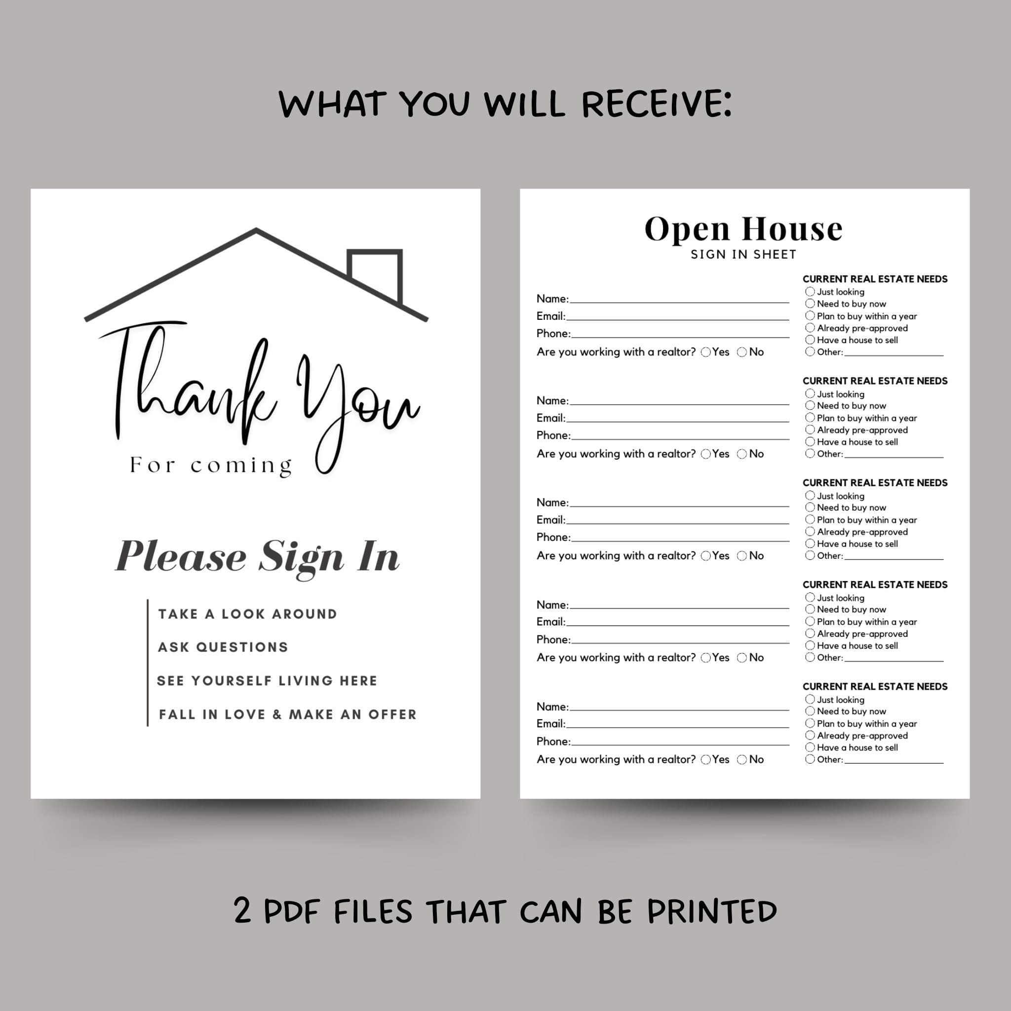 Open House Sign In Sheet, Welcome Sign Open House Bundle,  Real Estate Marketing Printable, Realtor Success Tools PDF Instant Download - image 3