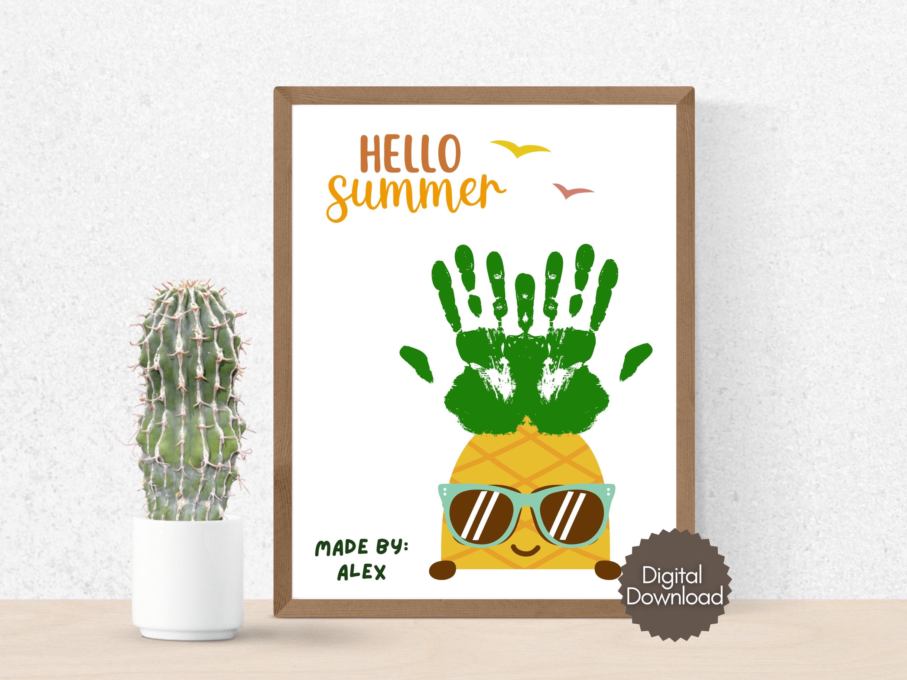Pineapple Summer Handprint Craft Printable, DIY Art Project for Kids Toddler Baby Preschool Daycare Pre K Activity Homeschool Cute Template - image 4