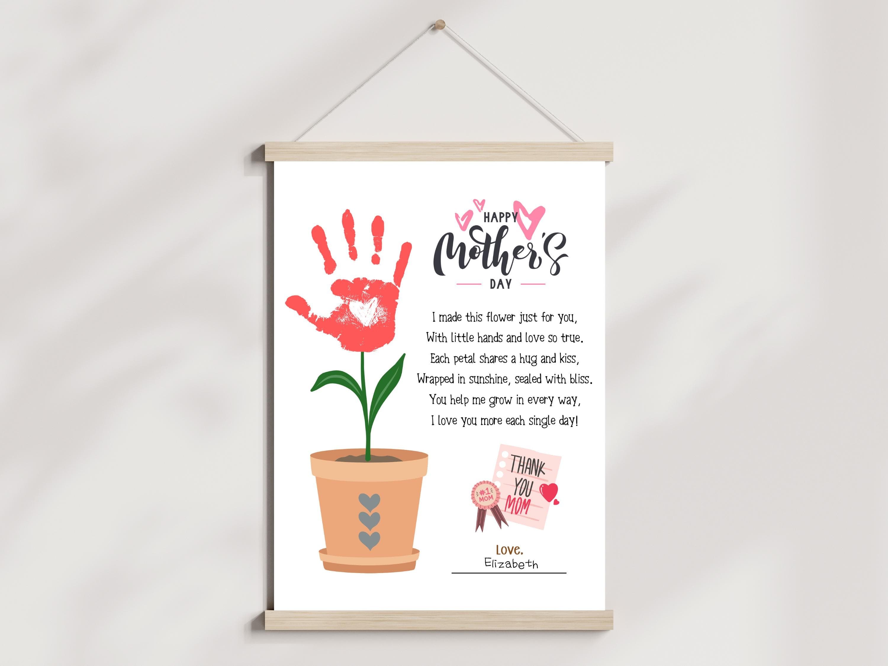 Mom Crafts for Kids Printable, Mothers Day DIY Handprint Footprint Wall Art Activity Birthday Gift from Children Baby Toddler Kindergarten - image 4